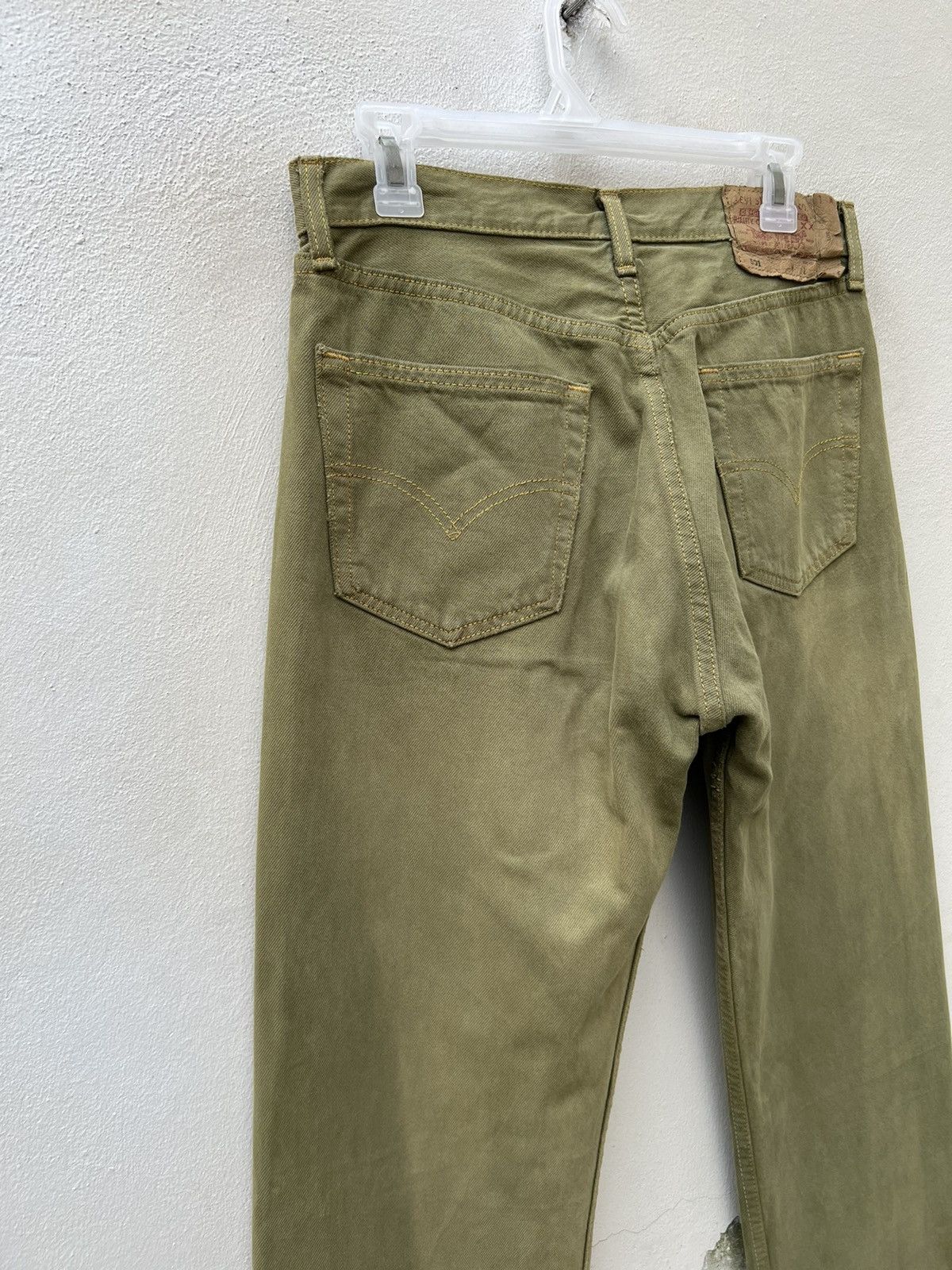 Levi's Vintage 1999 Levi’s 501 Sun Fade Olive Green Denim Jeans Size US 31 - 12 Thumbnail