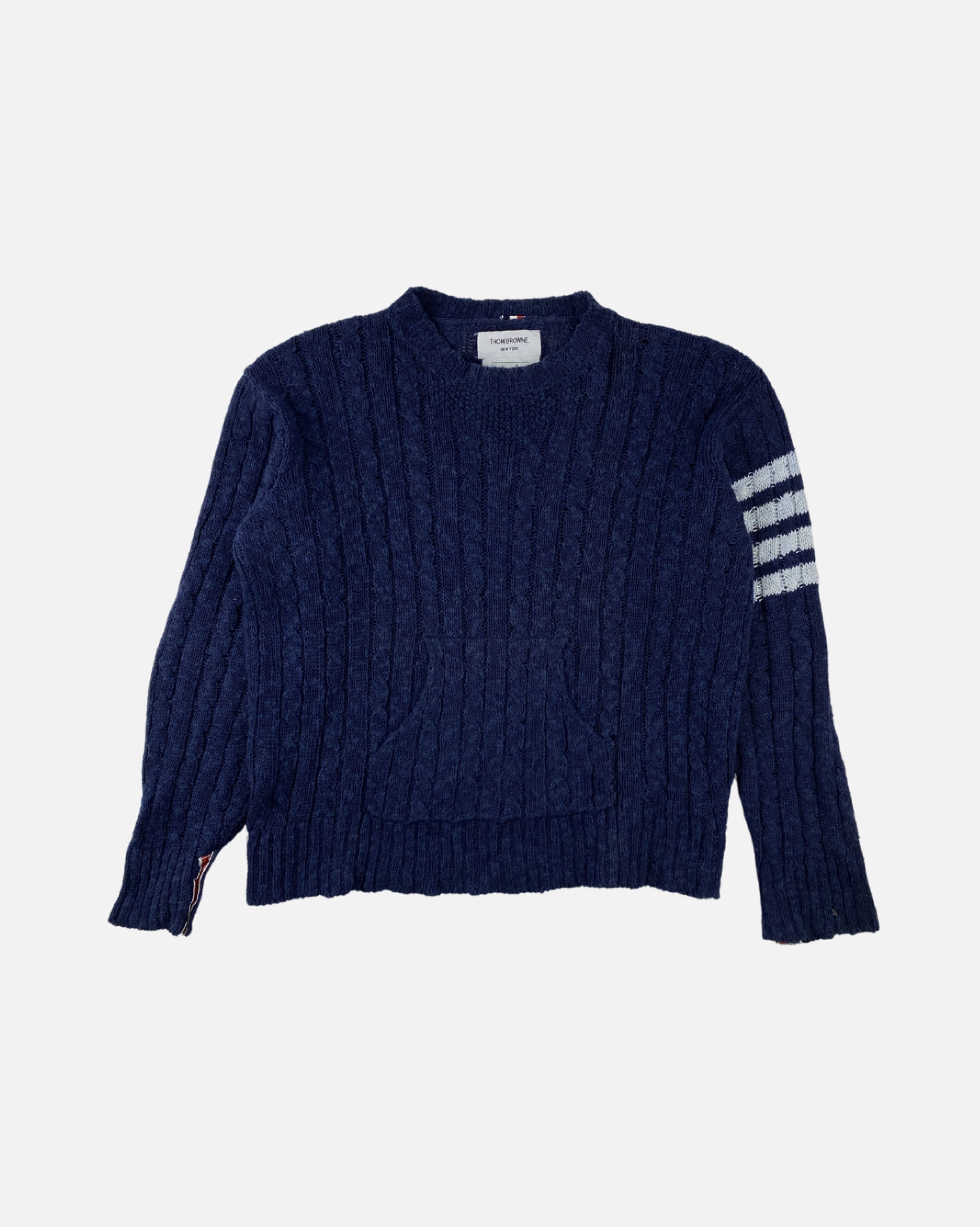 image of Thom Browne Blue Knit Sweater, Men's (Size XL)