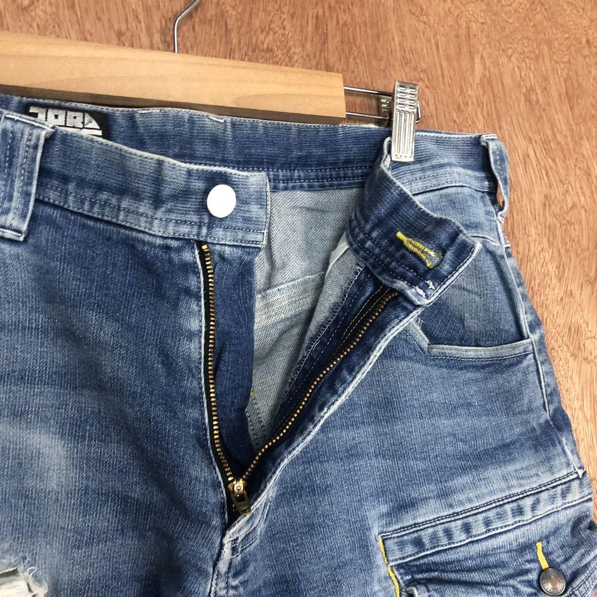 Japanese Brand DLL Torachi Blue distressed Multipocket Cargo Jeans #2124 Size US 32 / EU 48 - 9 Thumbnail