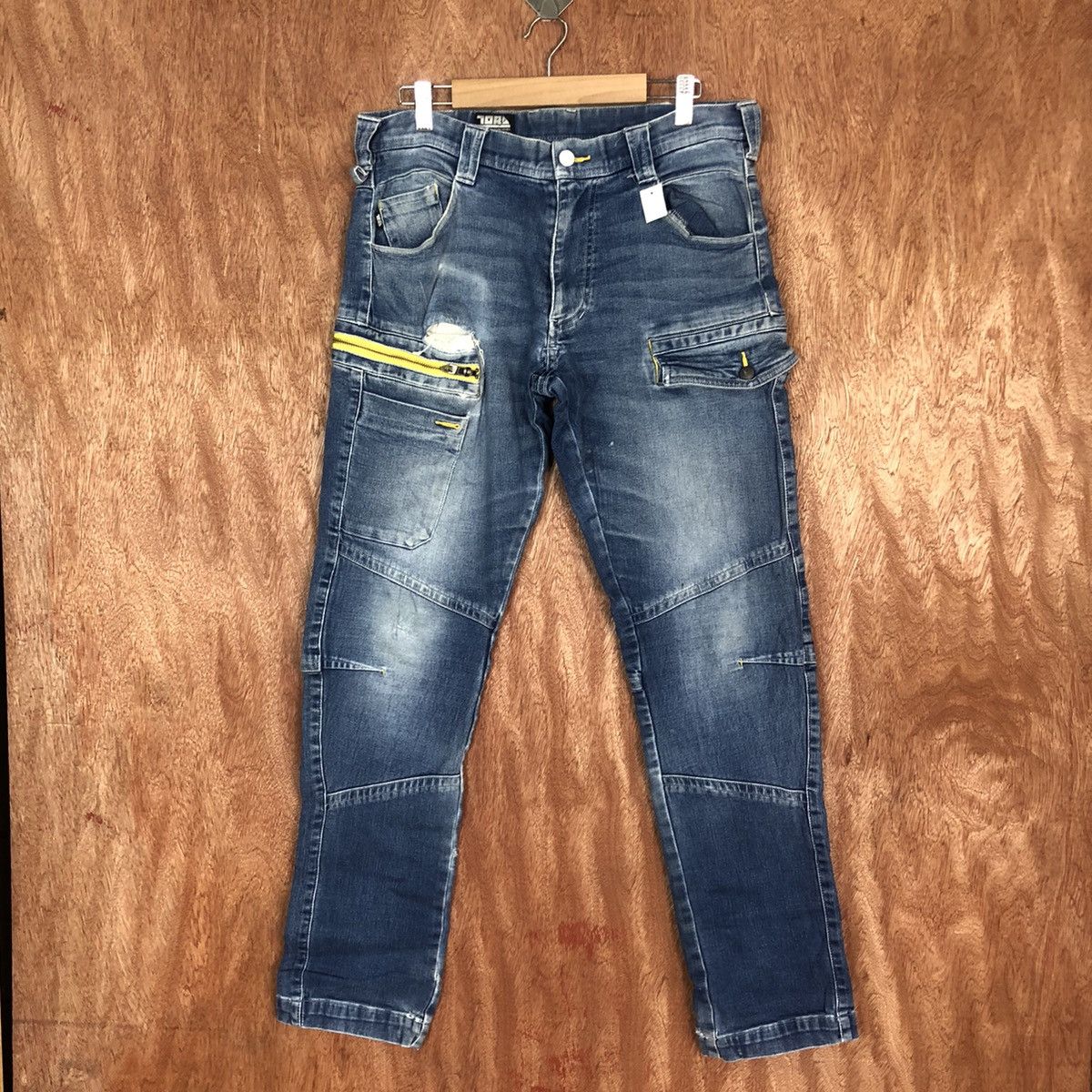 Japanese Brand DLL Torachi Blue distressed Multipocket Cargo Jeans #2124 Size US 32 / EU 48 - 1 Thumbnail