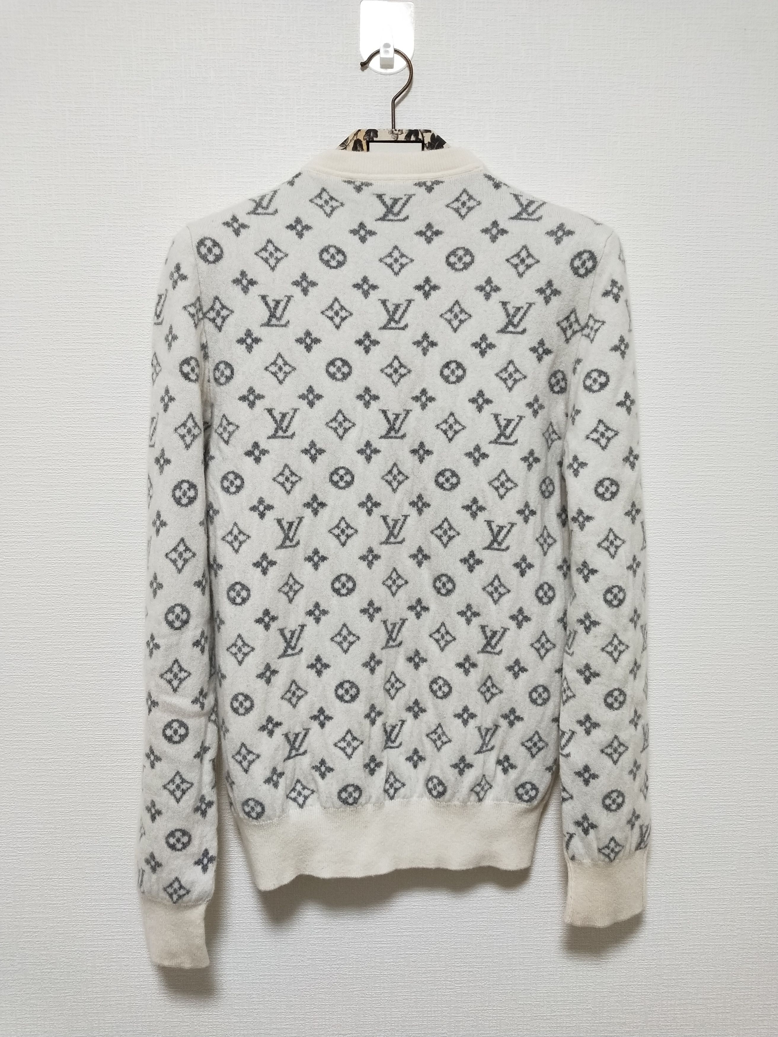 Louis Vuitton Distressed Flock Monogram Sweater in Navy main image 1