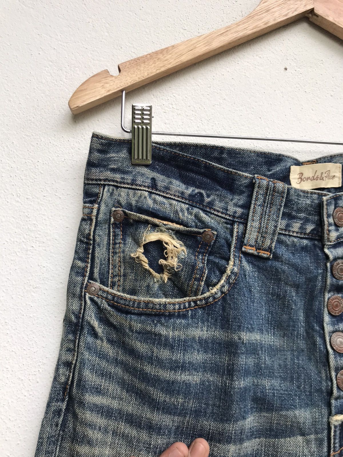 Japanese Brand Bonds & Peace Patchwork Distressed Denim Size US 30 / EU 46 - 5 Thumbnail