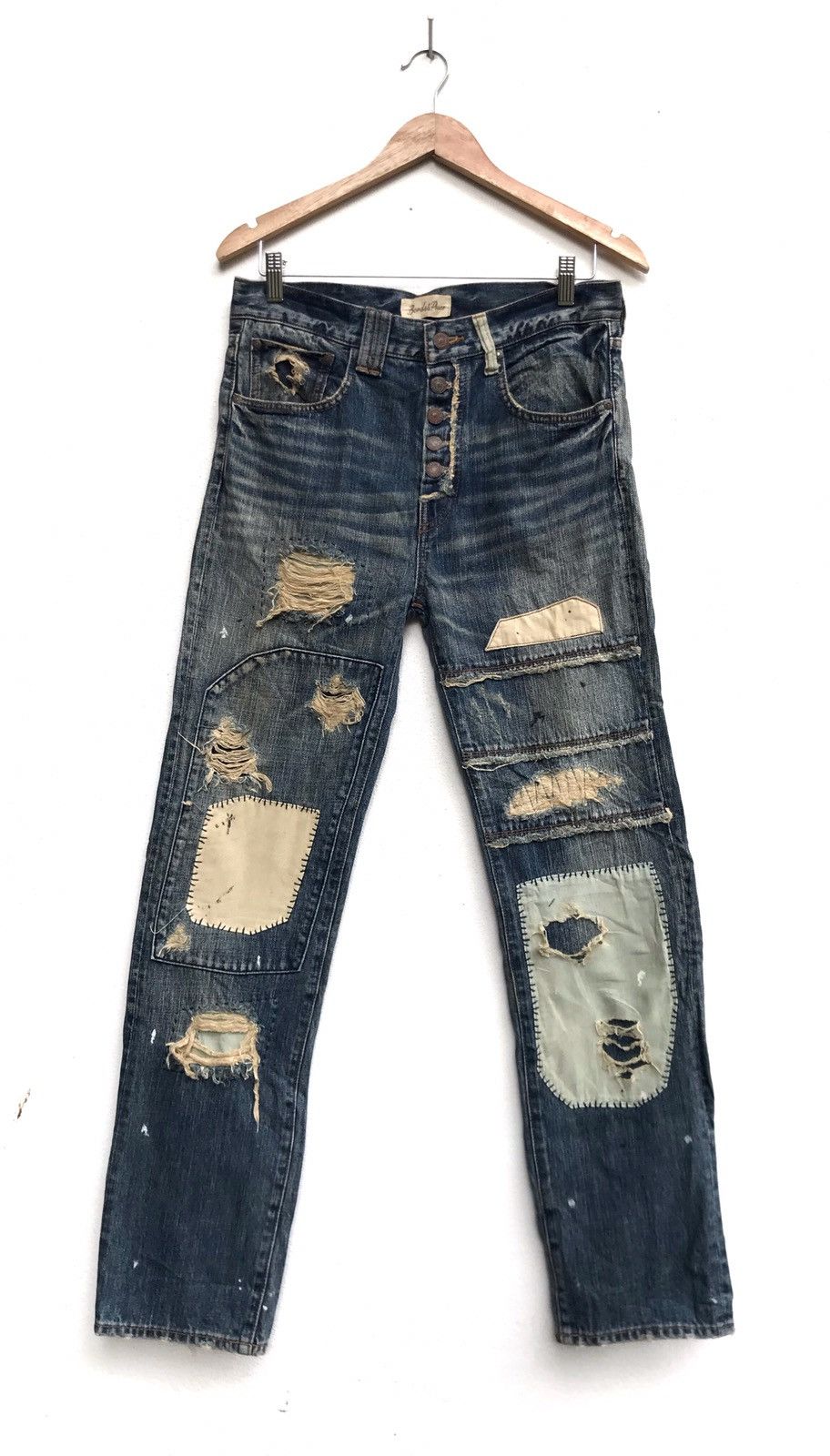 Japanese Brand Bonds & Peace Patchwork Distressed Denim Size US 30 / EU 46 - 2 Thumbnail