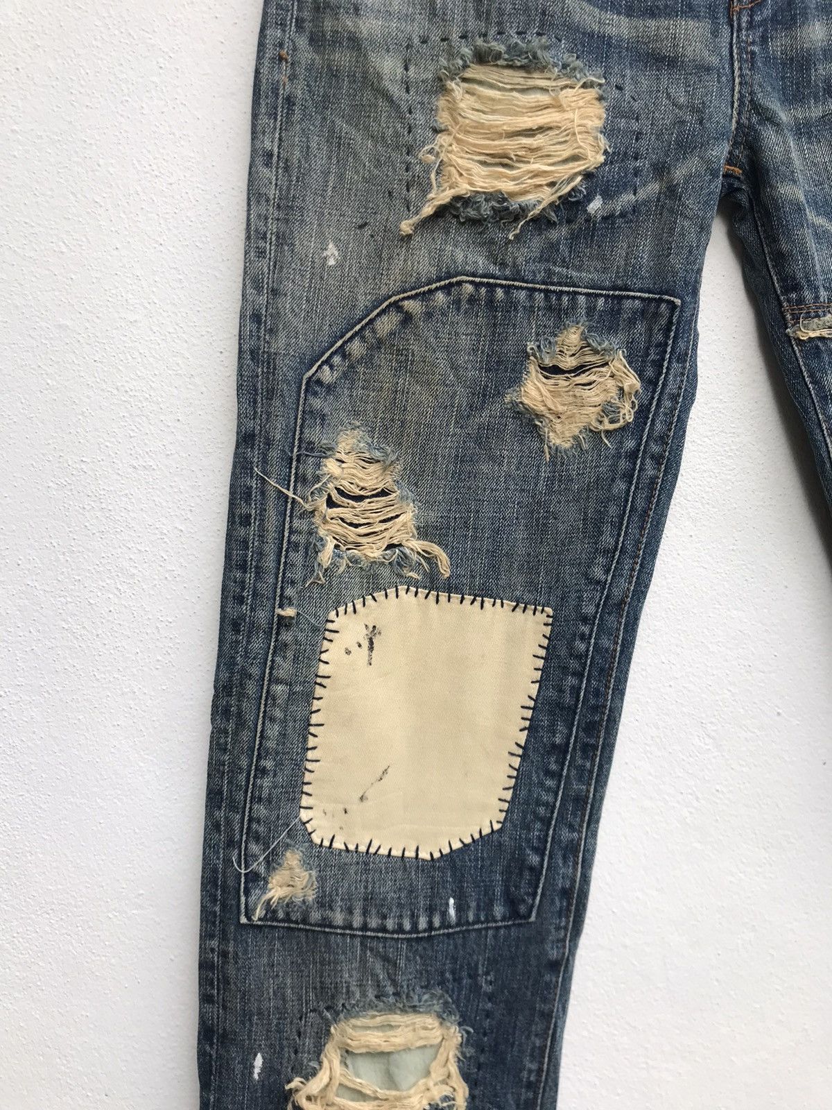 Japanese Brand Bonds & Peace Patchwork Distressed Denim Size US 30 / EU 46 - 4 Thumbnail