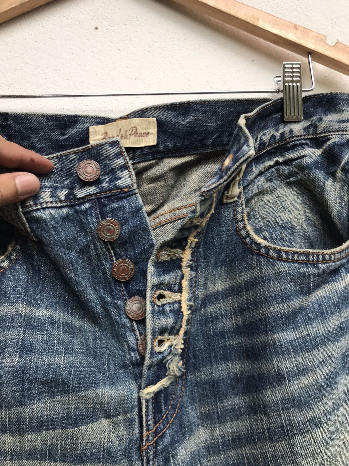 Japanese Brand Bonds & Peace Patchwork Distressed Denim Size US 30 / EU 46 - 12 Thumbnail