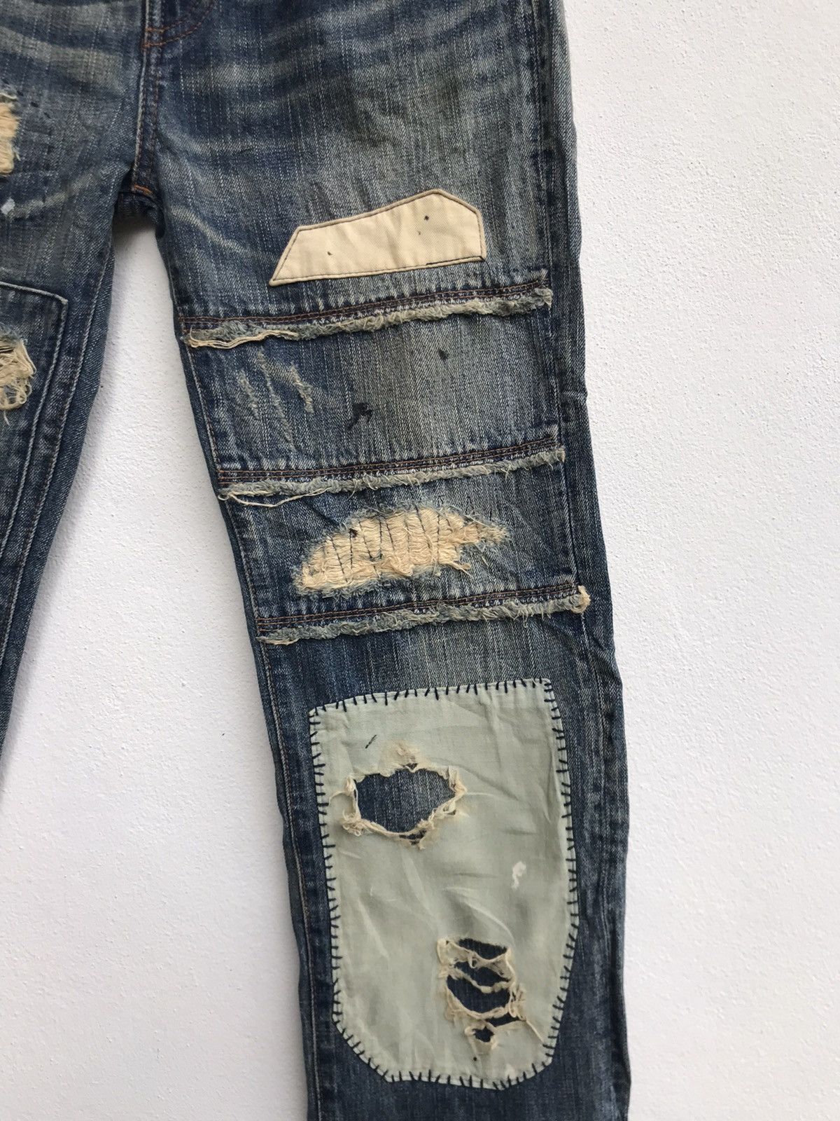 Japanese Brand Bonds & Peace Patchwork Distressed Denim Size US 30 / EU 46 - 8 Thumbnail