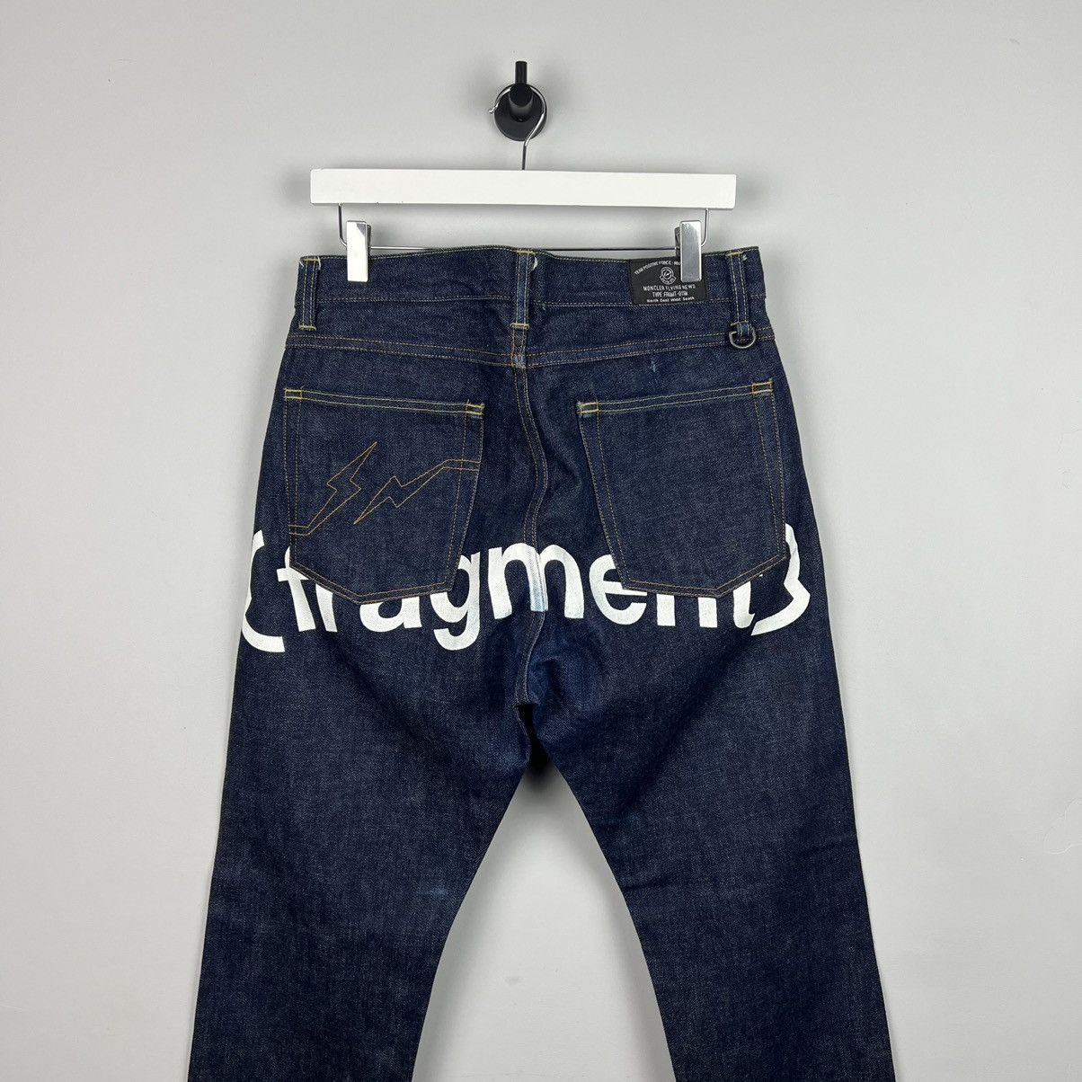 image of Fragment Design x Moncler Authentic Moncler X Fragments Logo Denim Jeans, Men's (Size 36)