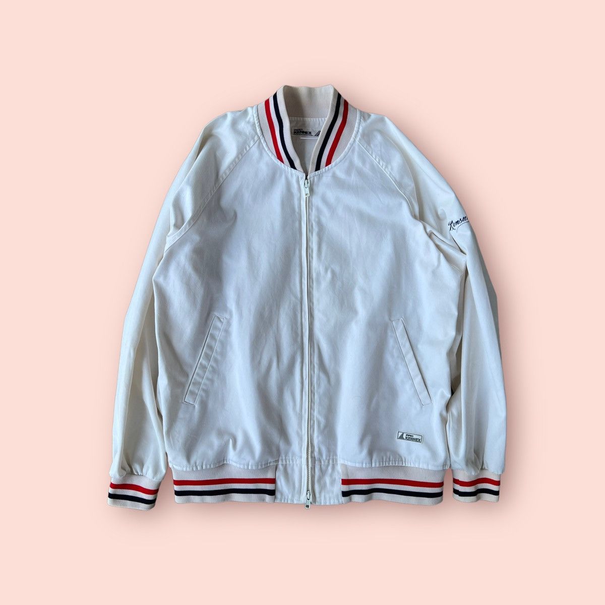 image of Gap x Vintage Pro Kennex Cotton Varsity Jacket in White Milk, Men's (Size Small)