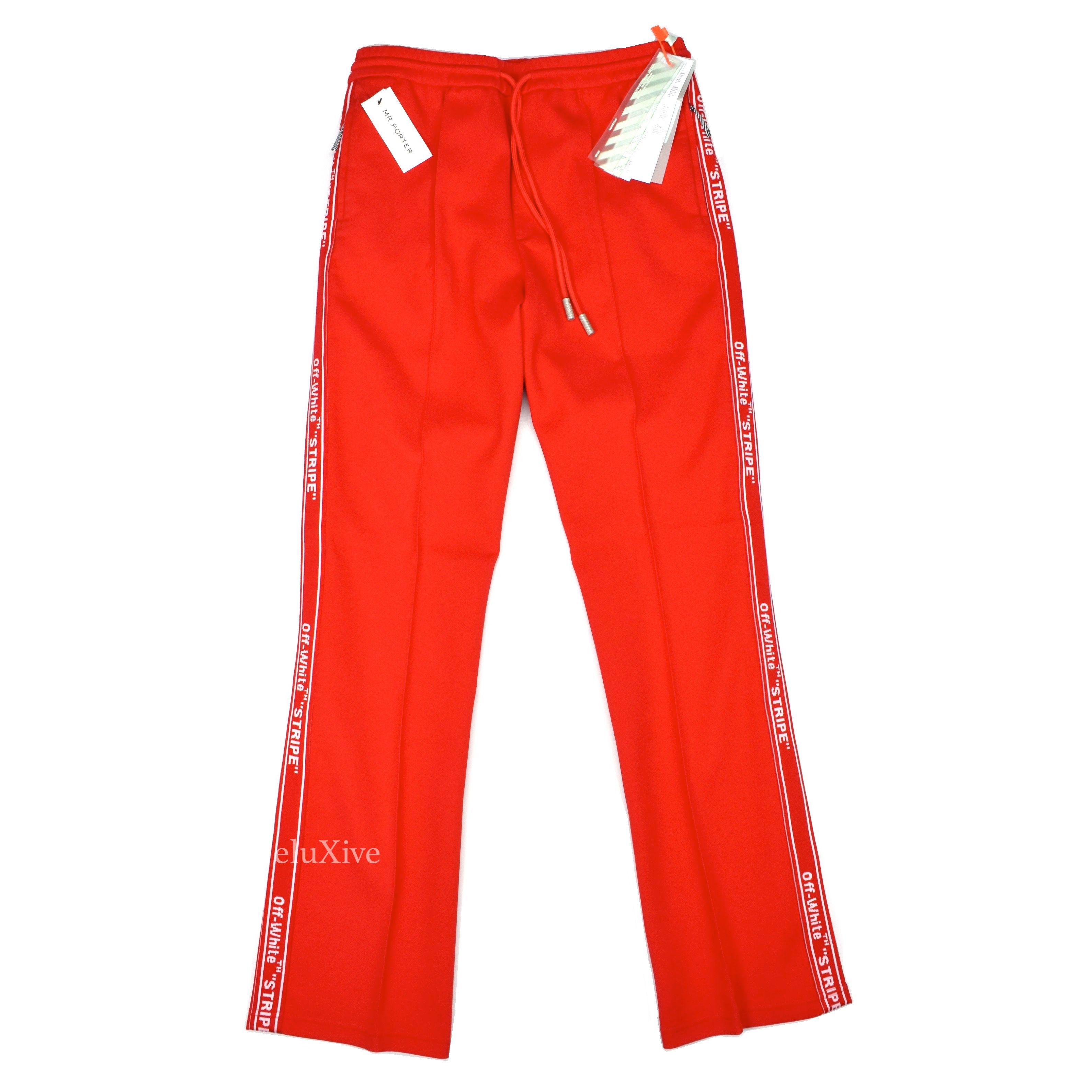 Pre-owned Off-white Red Stripe Logo Track Pants Nwt