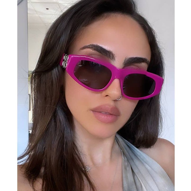 NEW Balenciaga BB0095S Fuchsia Pink Logo Sunglasses