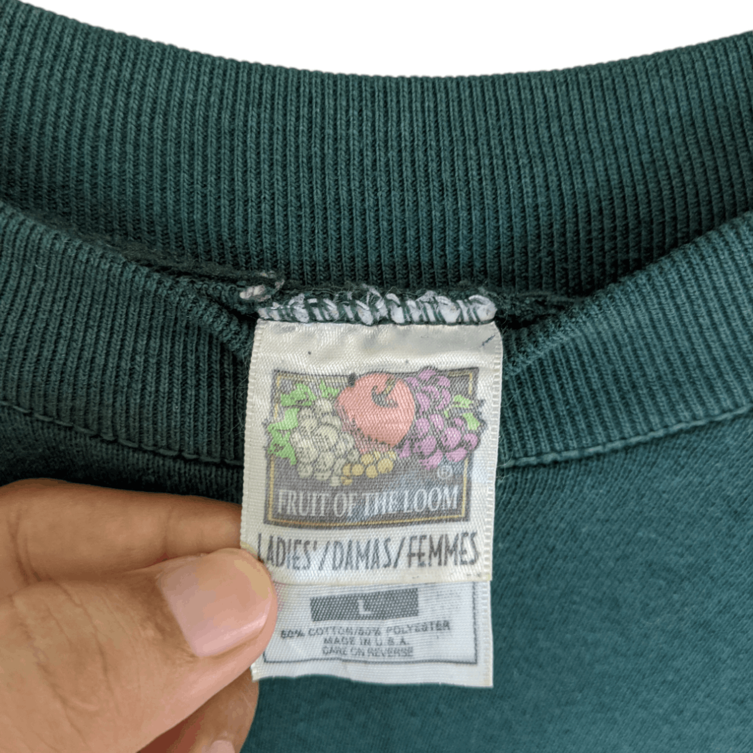 Fruit Of The Loom Vintage 90's FRUIT OF THE LOOM Plain Green Sweatshirt Size L / US 10 / IT 46 - 10 Thumbnail