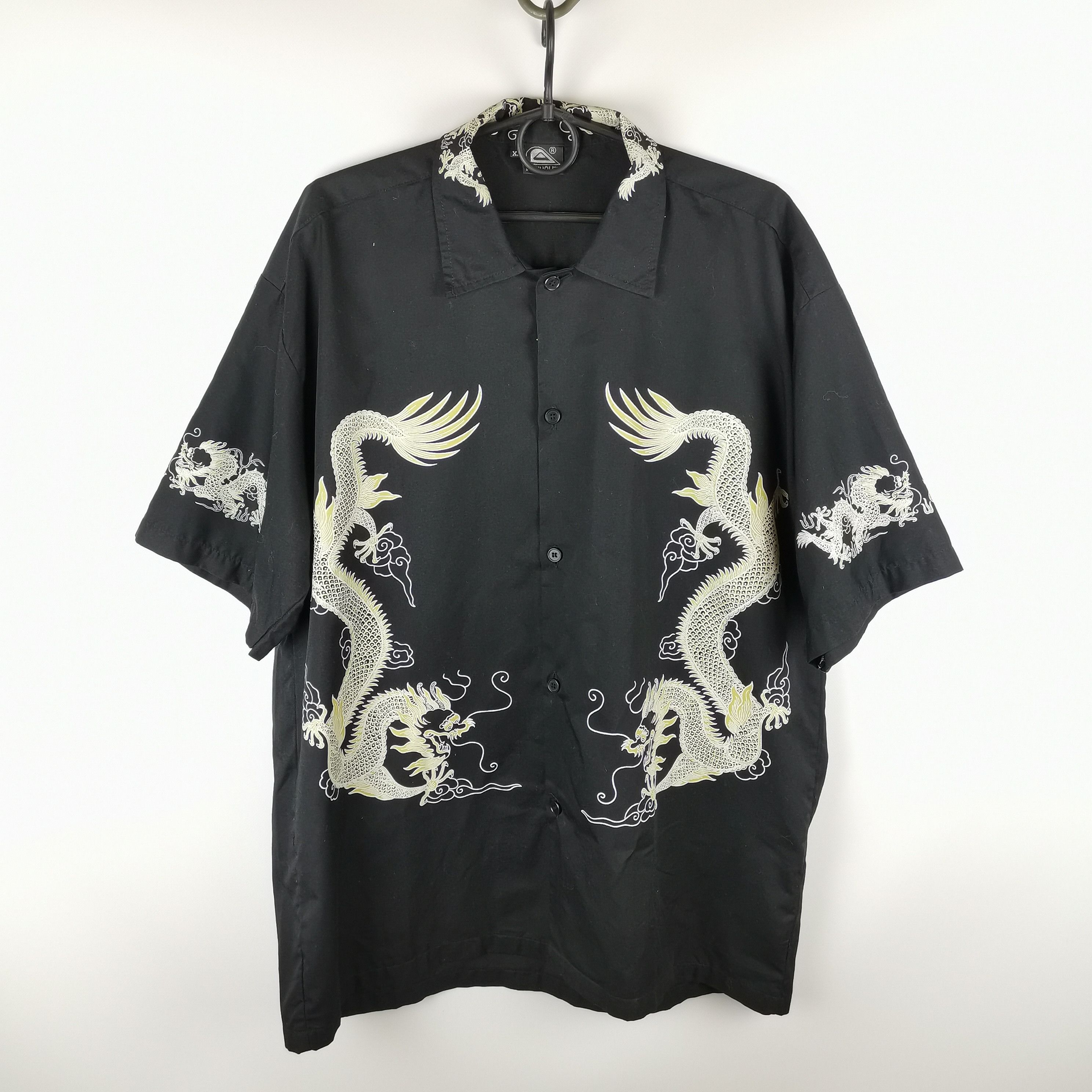 image of Kimono Japan Dragon Vintage Japanese Dragon Pattern Multiprint Short Sleeve in Black (Size XL)