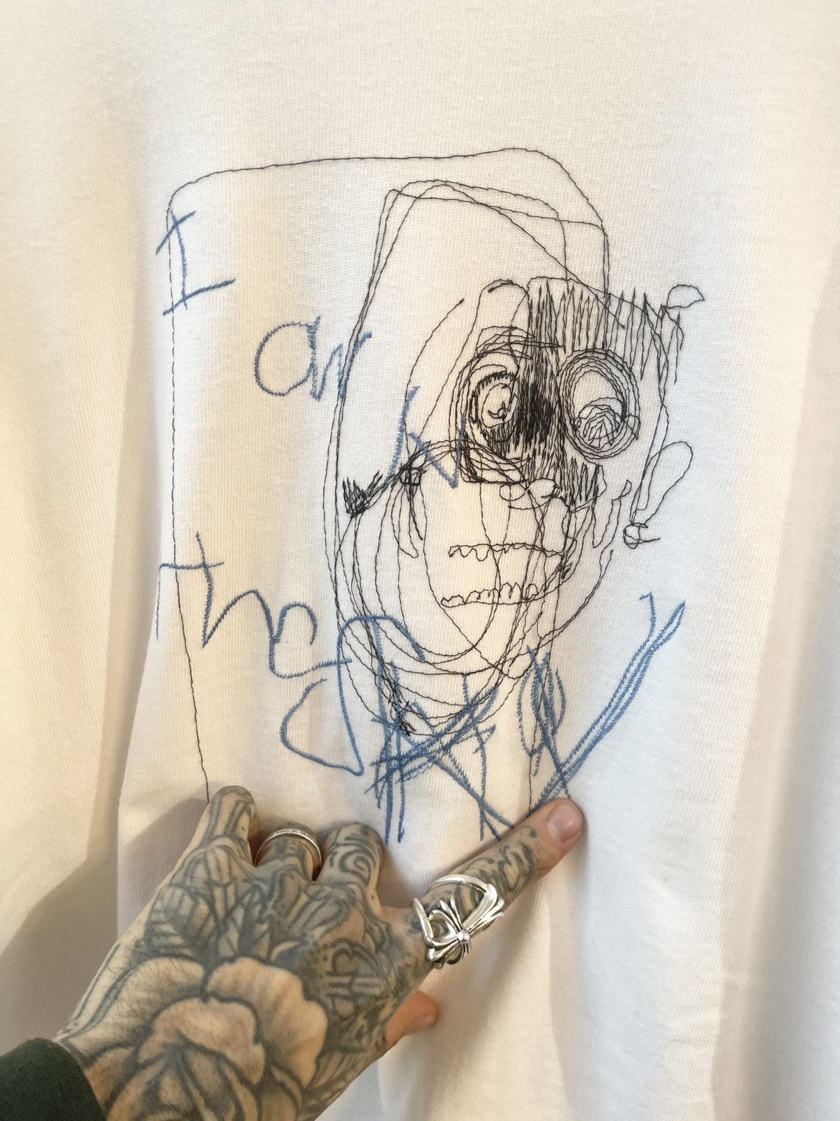 image of Enfants Riches Deprimes Erd 1Of4 Knit Hand Sewn Shirt For Selfridges London in White (Size XL)