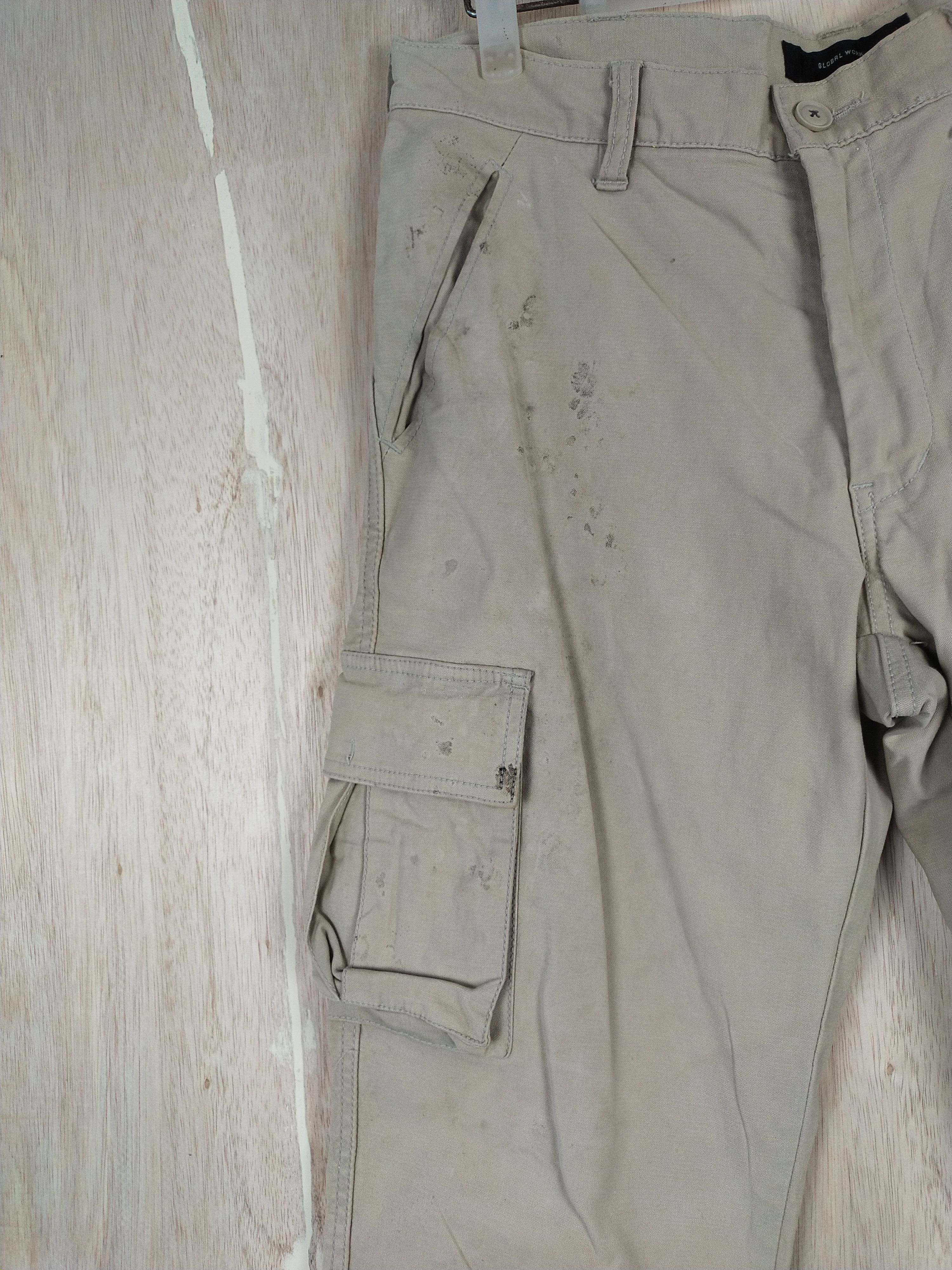 Global Work × Japanese Brand Global Work multipocket tactical Cream Cargo Pants #3439 Size US 32 / EU 48 - 4 Thumbnail