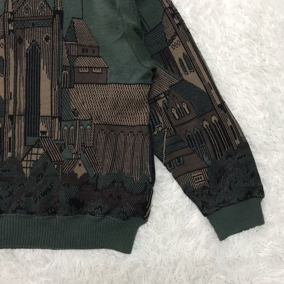 Japanese Brand Joseph Myerchin Cozy Buildings Printed Knitwear Sweater Size US L / EU 52-54 / 3 - 12 Thumbnail