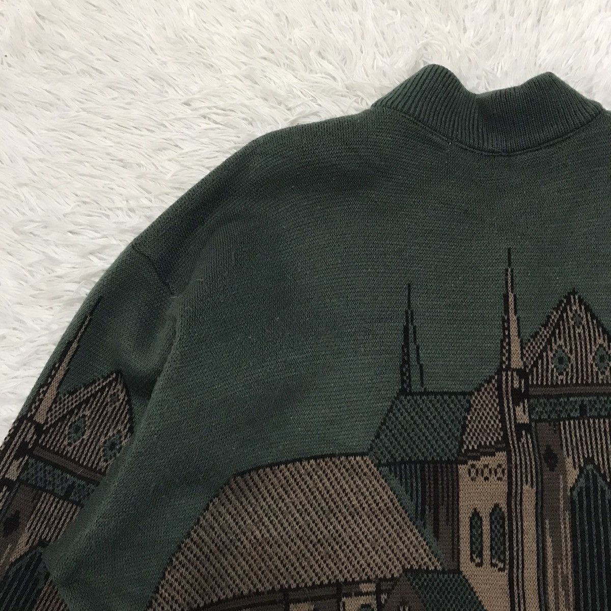 Japanese Brand Joseph Myerchin Cozy Buildings Printed Knitwear Sweater Size US L / EU 52-54 / 3 - 9 Thumbnail