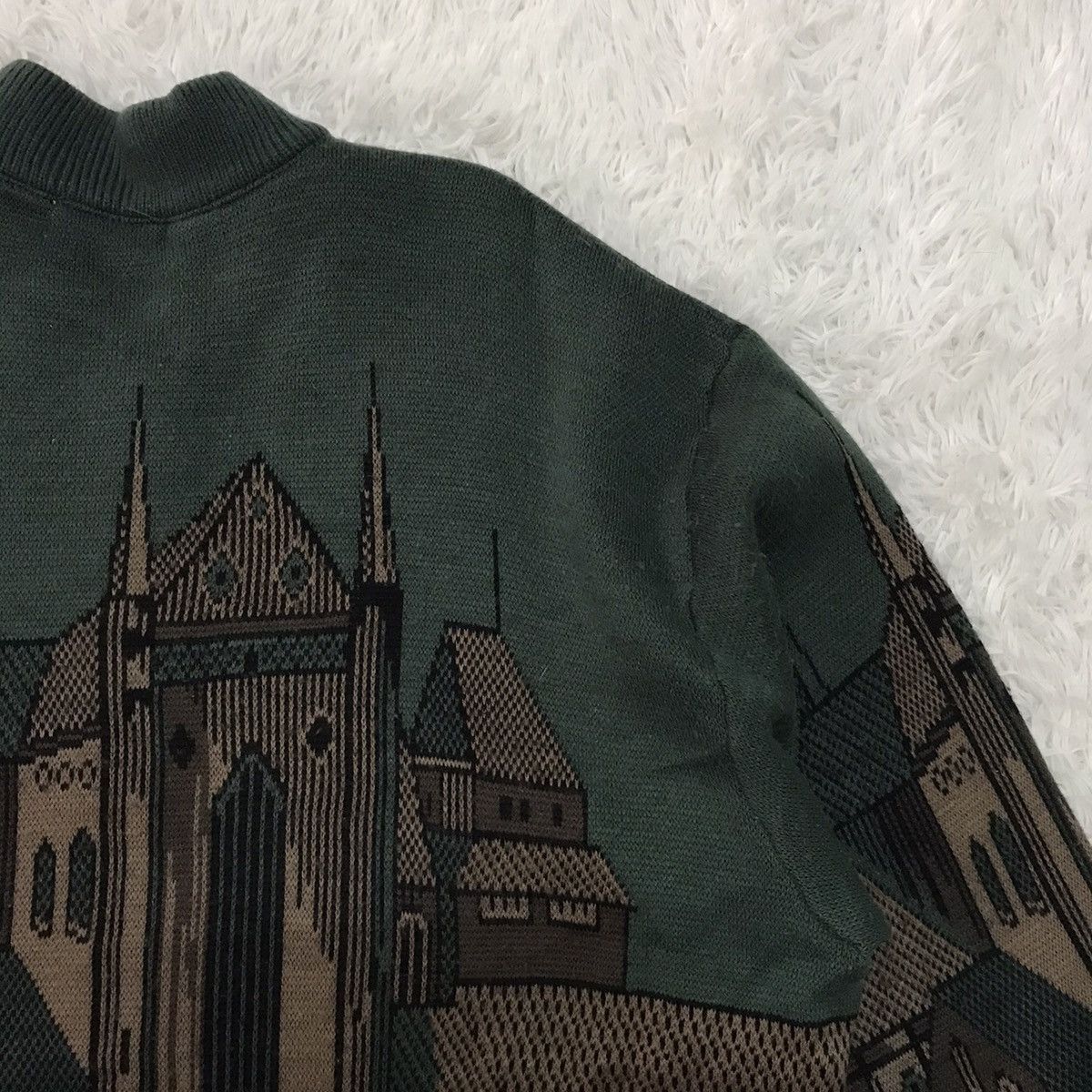 Japanese Brand Joseph Myerchin Cozy Buildings Printed Knitwear Sweater Size US L / EU 52-54 / 3 - 10 Thumbnail