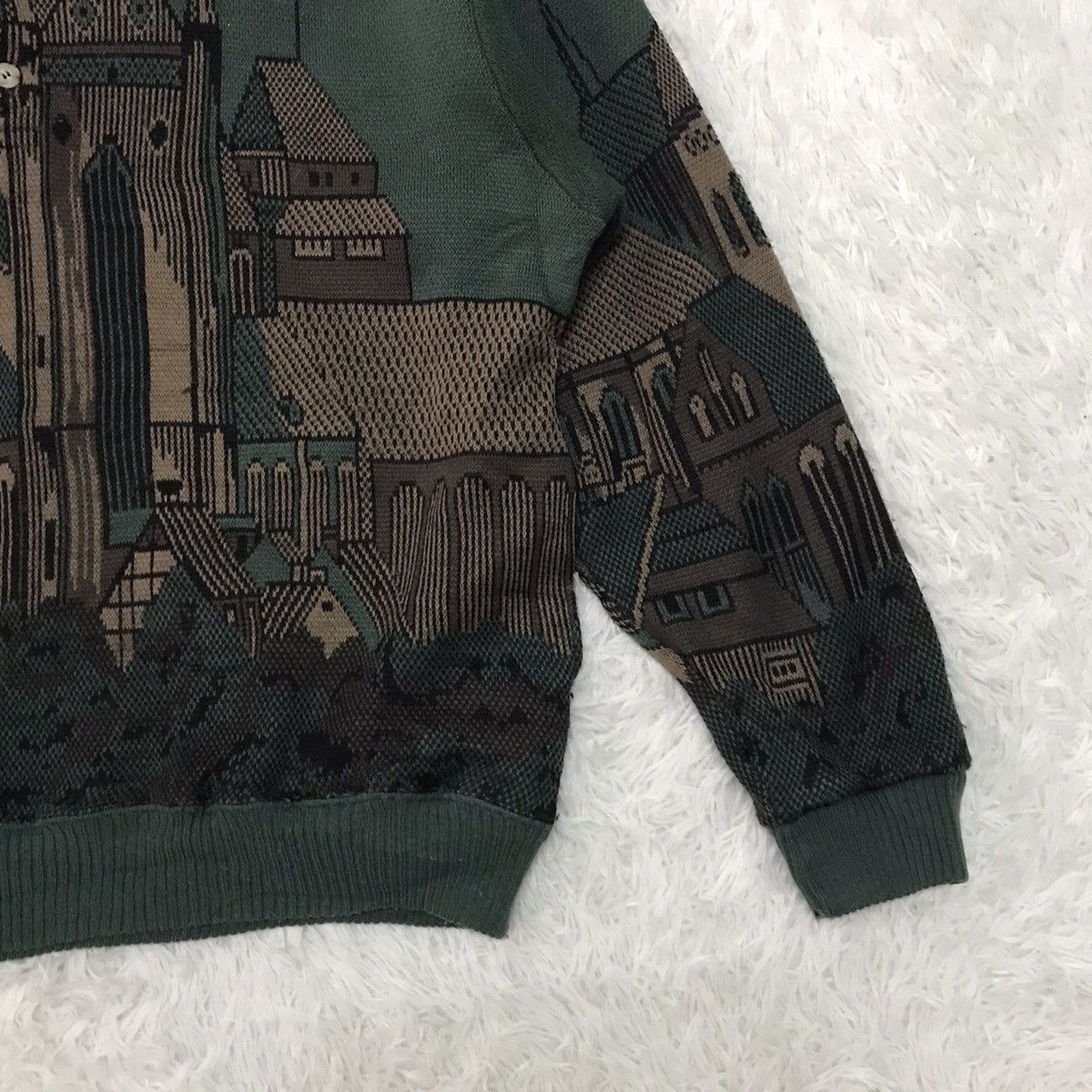 Japanese Brand Joseph Myerchin Cozy Buildings Printed Knitwear Sweater Size US L / EU 52-54 / 3 - 6 Thumbnail