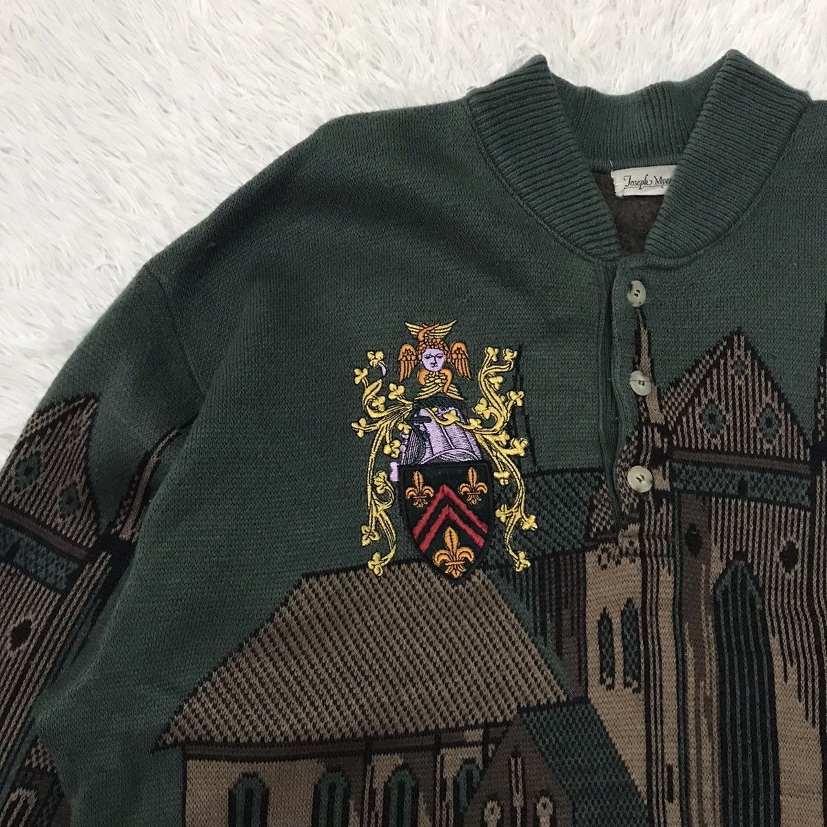 Japanese Brand Joseph Myerchin Cozy Buildings Printed Knitwear Sweater Size US L / EU 52-54 / 3 - 3 Thumbnail