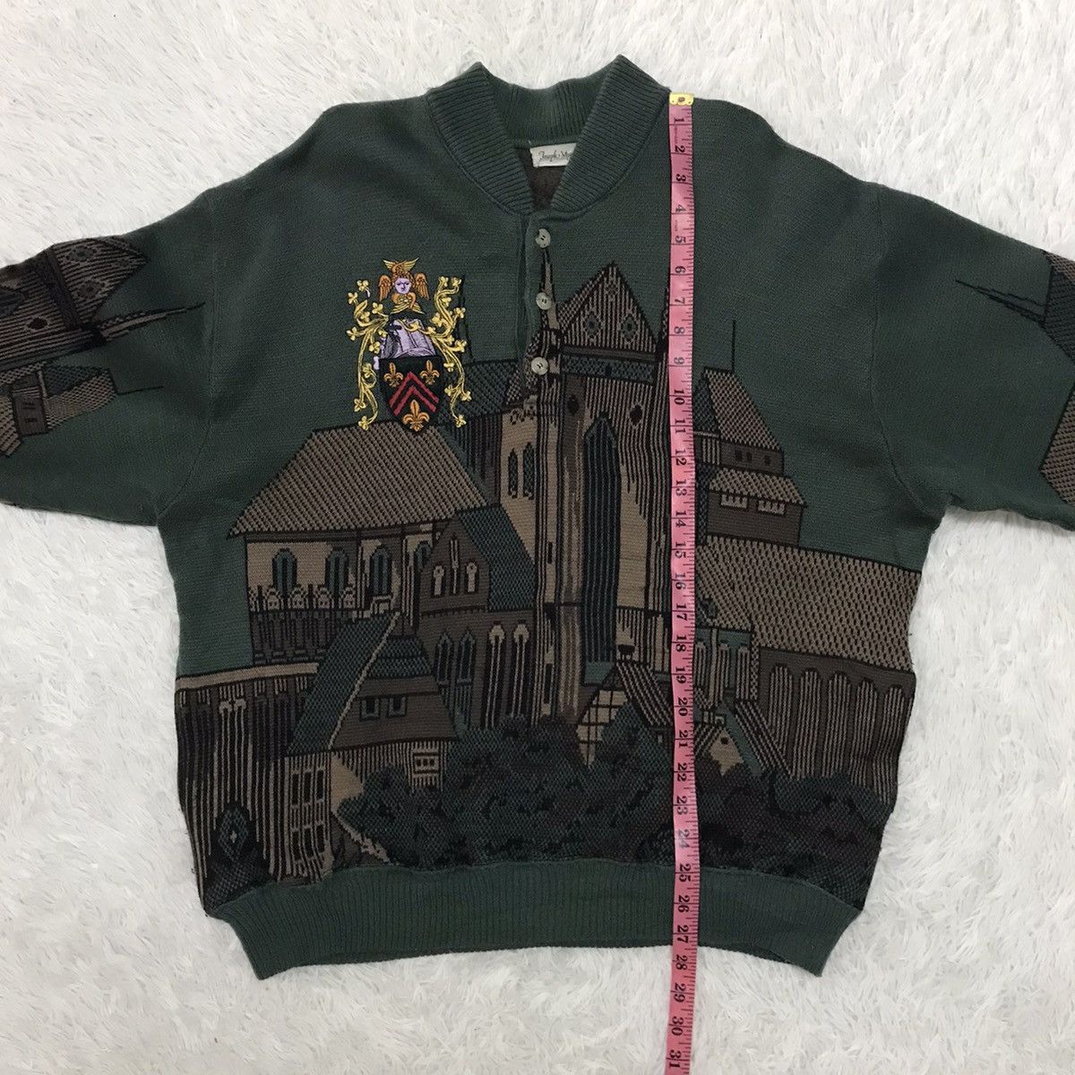 Japanese Brand Joseph Myerchin Cozy Buildings Printed Knitwear Sweater Size US L / EU 52-54 / 3 - 22 Thumbnail