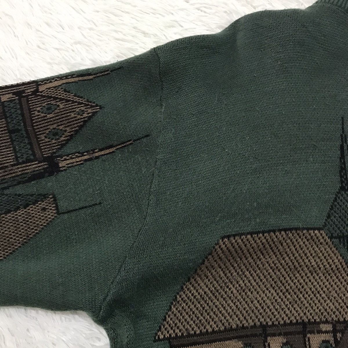 Japanese Brand Joseph Myerchin Cozy Buildings Printed Knitwear Sweater Size US L / EU 52-54 / 3 - 15 Thumbnail