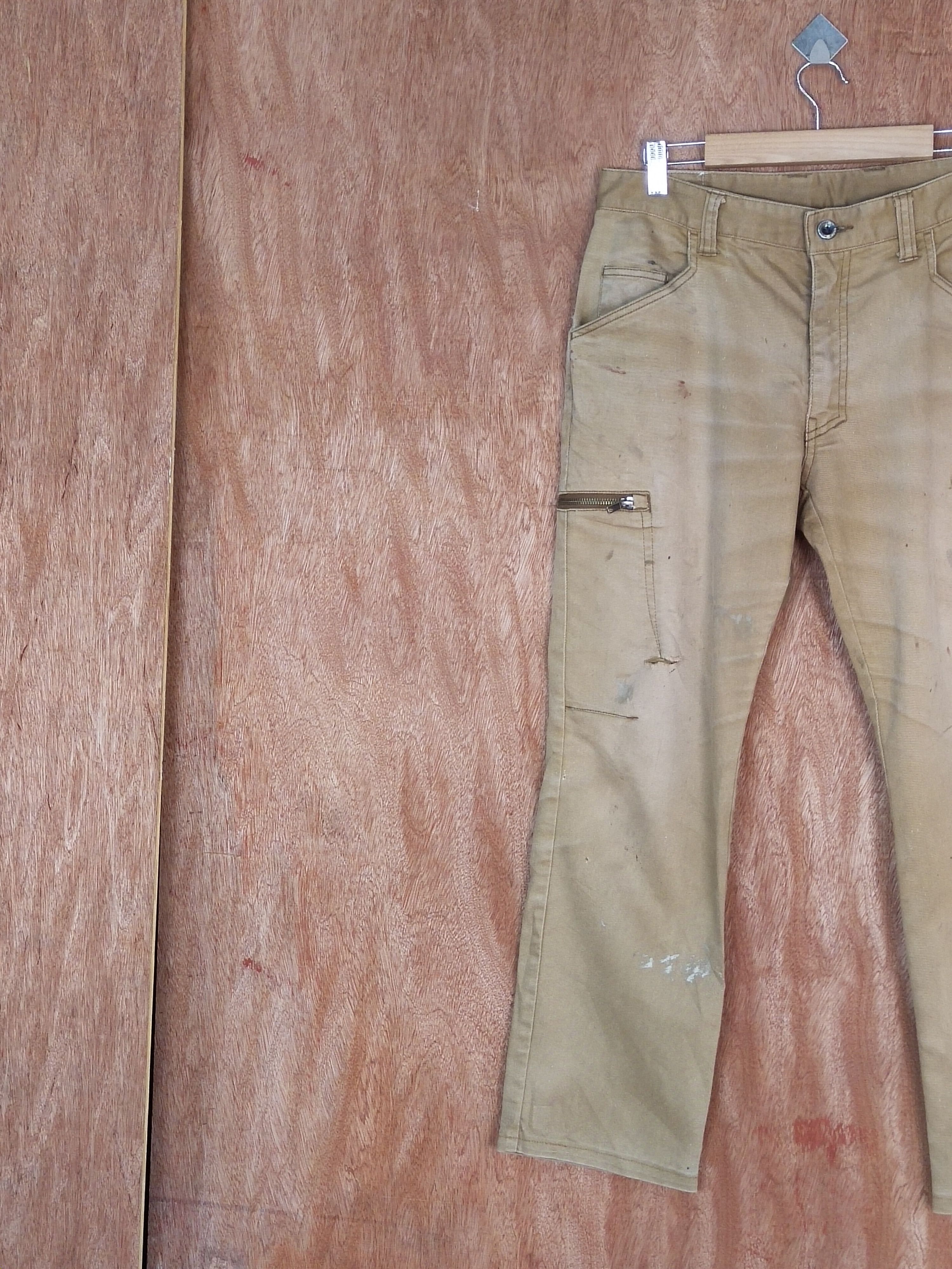 Japanese Brand Fine Assist brown multipocket thrashed cargo pants #S143 Size US 33 - 3 Thumbnail