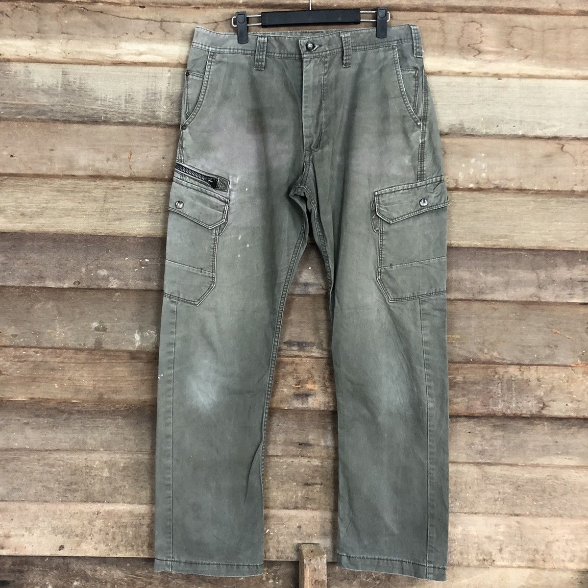 Japanese Brand × StraightFaded DLL Evenriver Grey Faded MUltipocket Cargo Pants #c695 Size US 31 - 1 Thumbnail