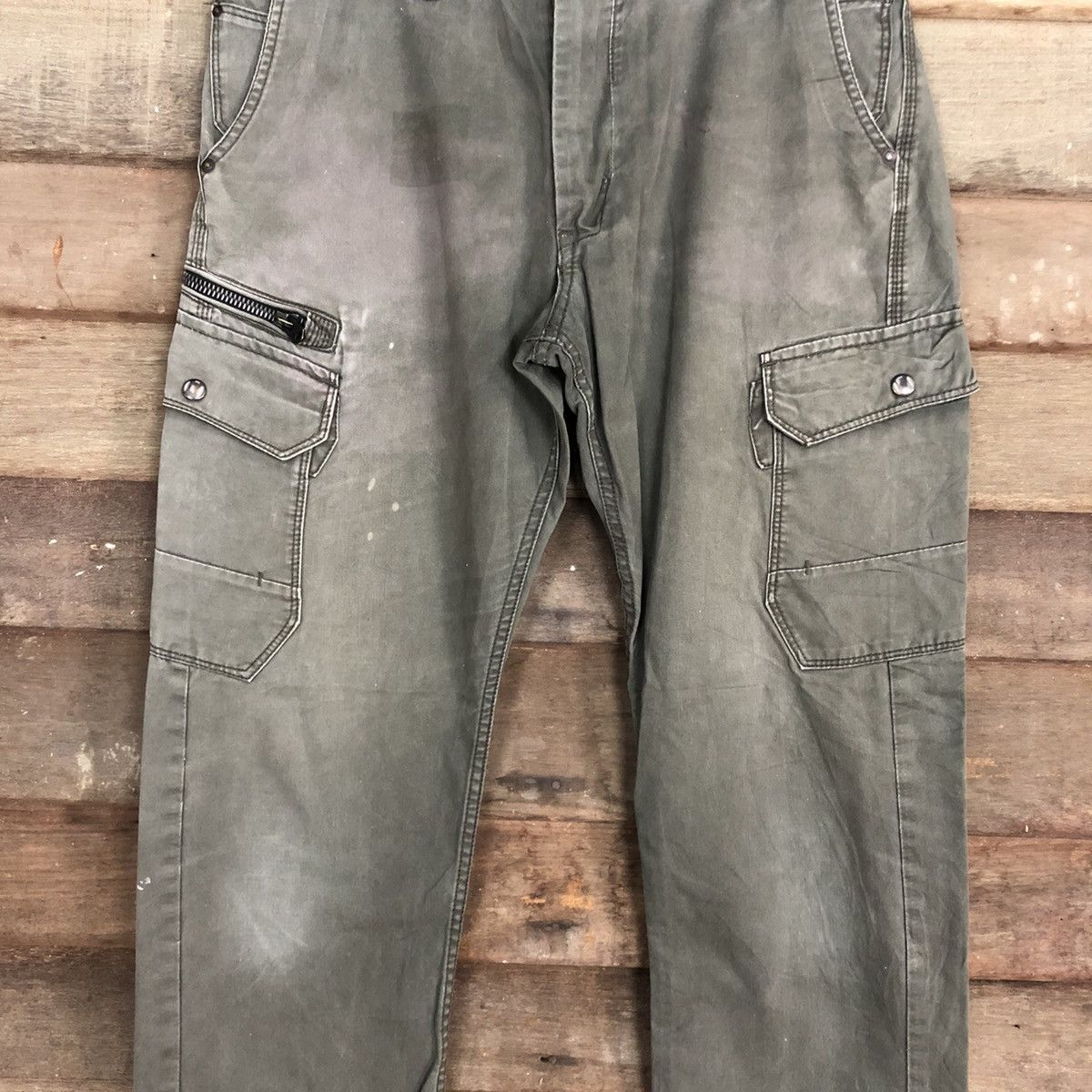 Japanese Brand × StraightFaded DLL Evenriver Grey Faded MUltipocket Cargo Pants #c695 Size US 31 - 4 Thumbnail