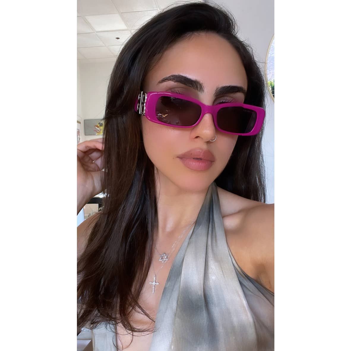 NEW Balenciaga BB0096S Dynasty Sunglasses in Fuchsia