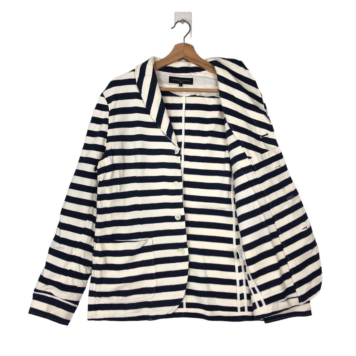 Issey Miyake VINTAGE GENERAL SUPPLY SHIPS STRIPED JACKET ISSEY MIYAKE Size US L / EU 52-54 / 3 - 8 Thumbnail