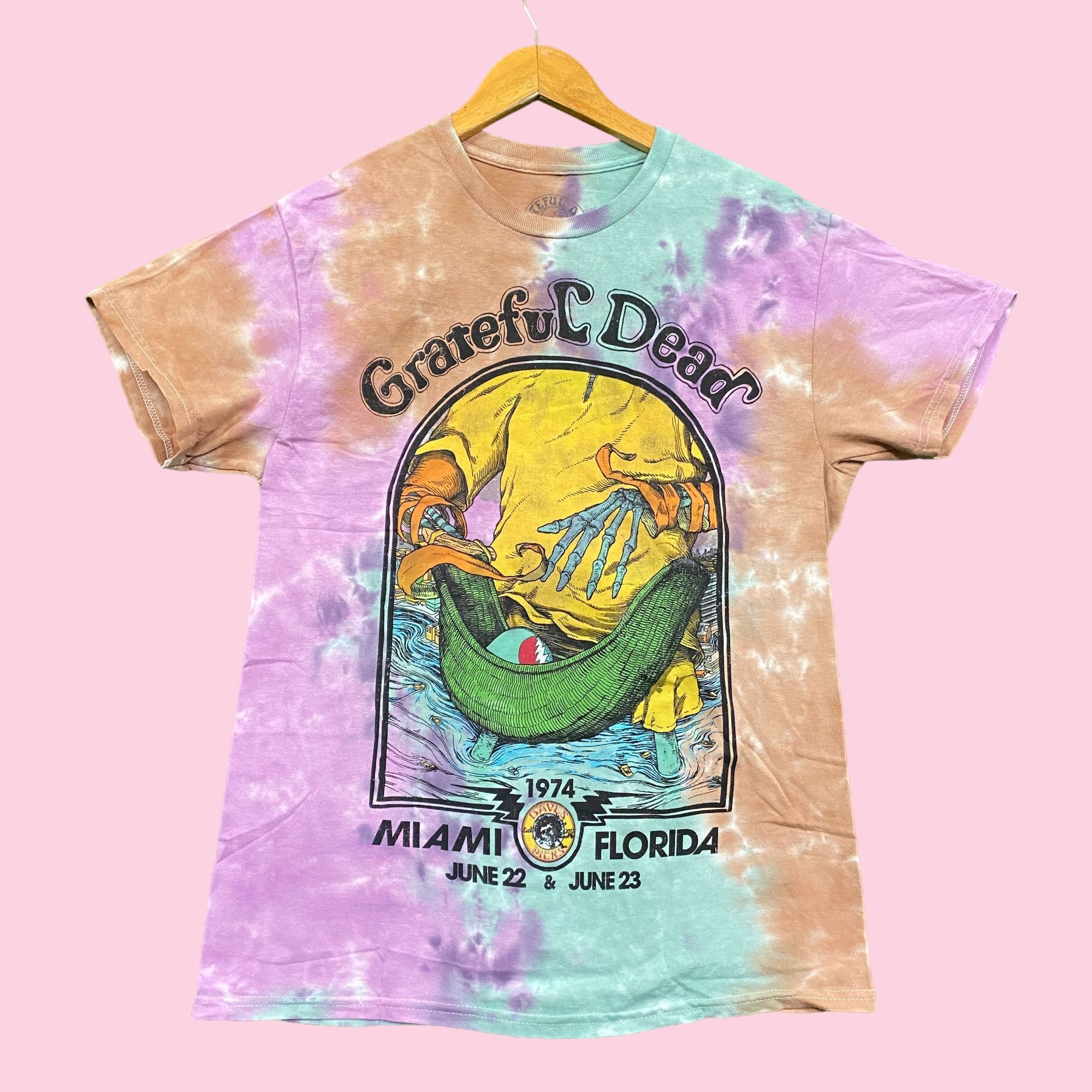 Grateful Dead Miami Florida June 22 & June 23 1974 Oversized Tee Tie Dye  T-shirt