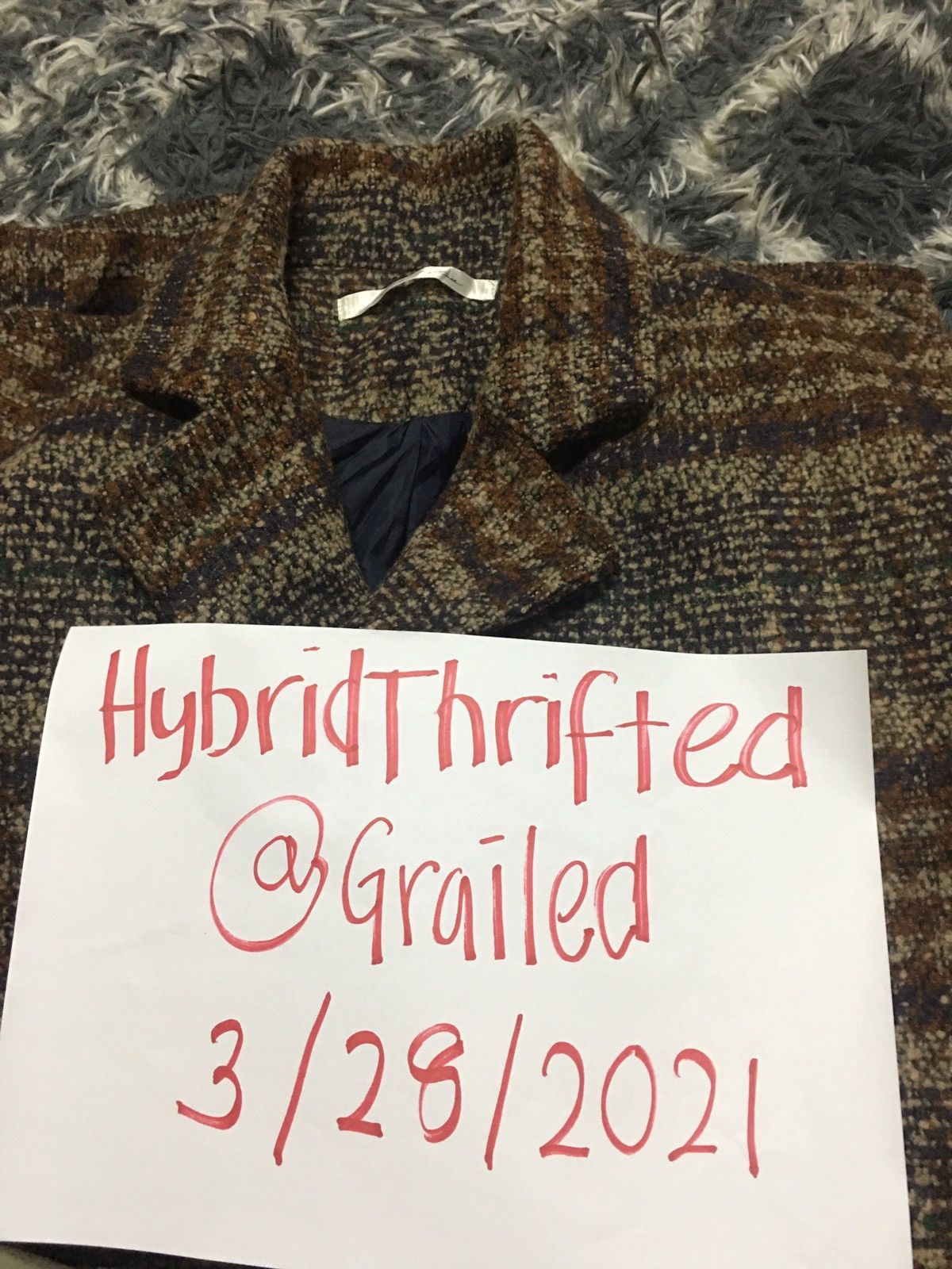 Japanese Brand Vintage Kobe Lettuce Double Breast Checked Wool Coat Size US L / EU 52-54 / 3 - 10 Thumbnail
