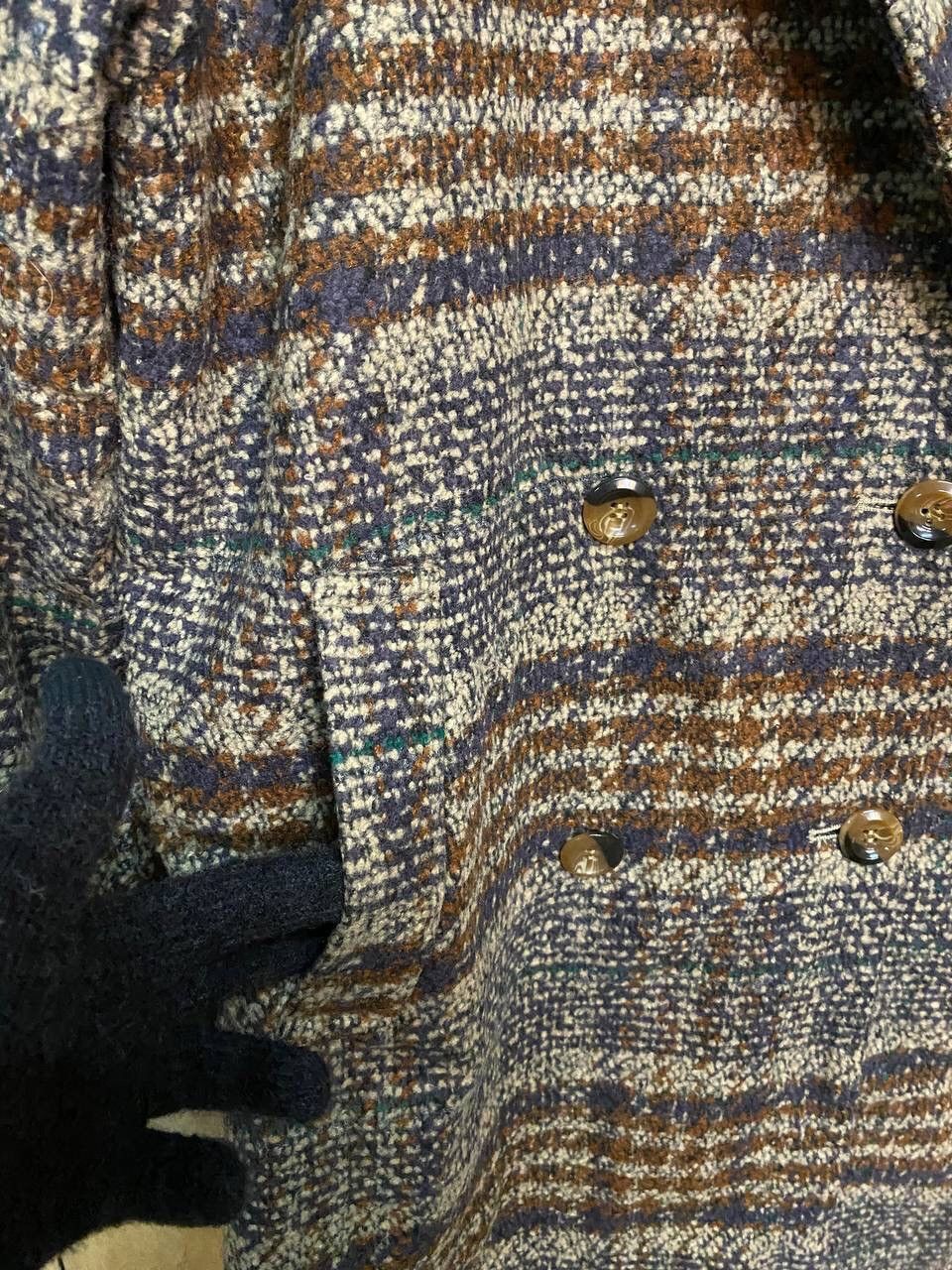 Japanese Brand Vintage Kobe Lettuce Double Breast Checked Wool Coat Size US L / EU 52-54 / 3 - 7 Thumbnail
