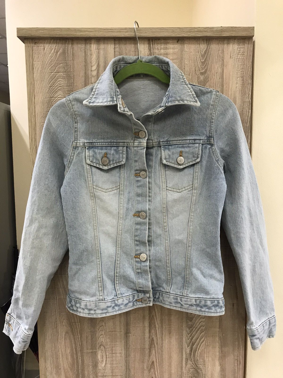 image of Unbranded Ladies Petite Denim Jacket in Blue Distressed, Women's (Size XS)