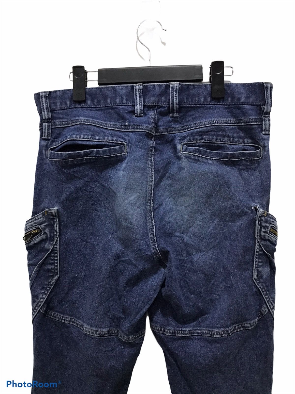 Japanese Brand Distressed TS Design multipocket cargo denim jean Size US 34 / EU 50 - 3 Thumbnail