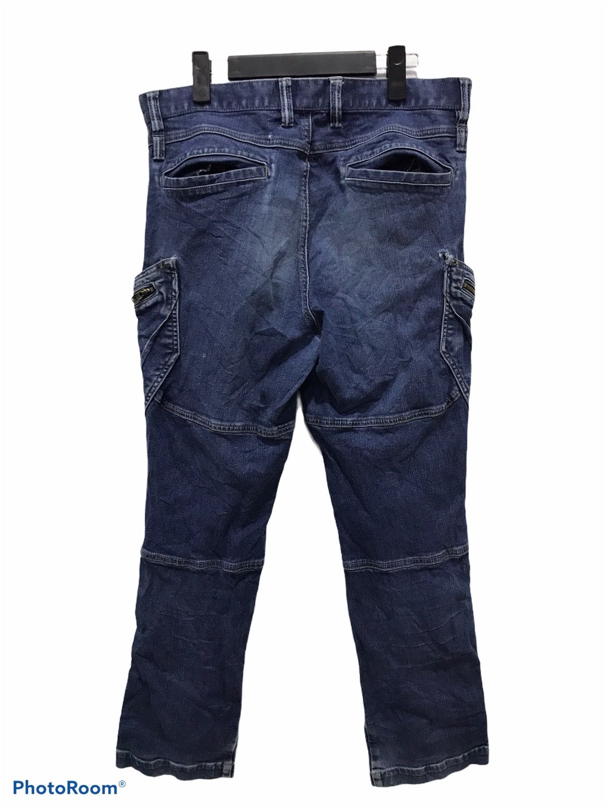 Japanese Brand Distressed TS Design multipocket cargo denim jean Size US 34 / EU 50 - 2 Thumbnail