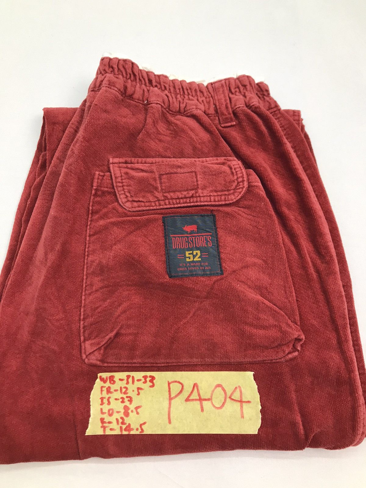 Japanese Brand Drug Store’s Patches label Red Corduroy Pant Size US 33 - 22 Thumbnail