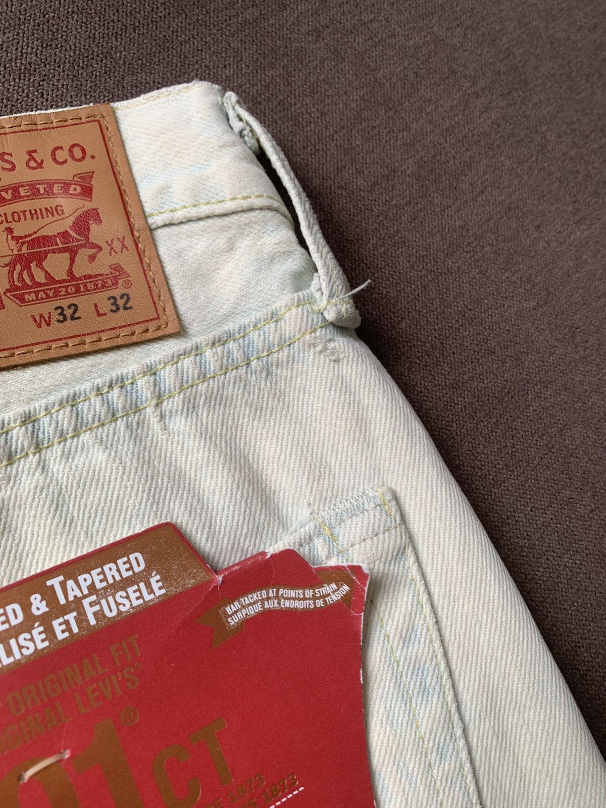 Levi's Blue Wash Levi's 501CT Acidwash Distressed Denim Beige/Blue Size US 32 / EU 48 - 6 Thumbnail
