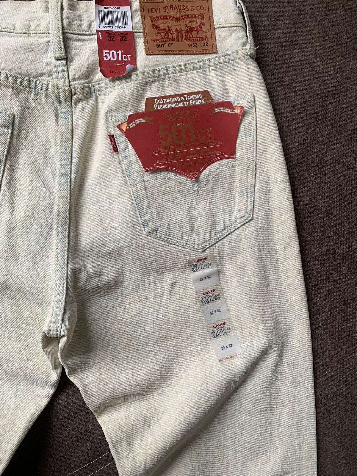 Levi's Blue Wash Levi's 501CT Acidwash Distressed Denim Beige/Blue Size US 32 / EU 48 - 4 Thumbnail