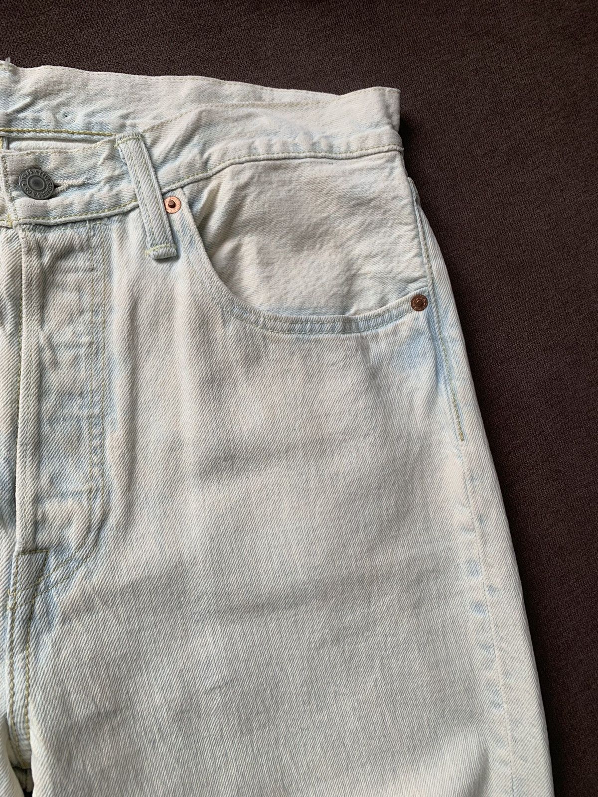 Levi's Blue Wash Levi's 501CT Acidwash Distressed Denim Beige/Blue Size US 32 / EU 48 - 13 Thumbnail