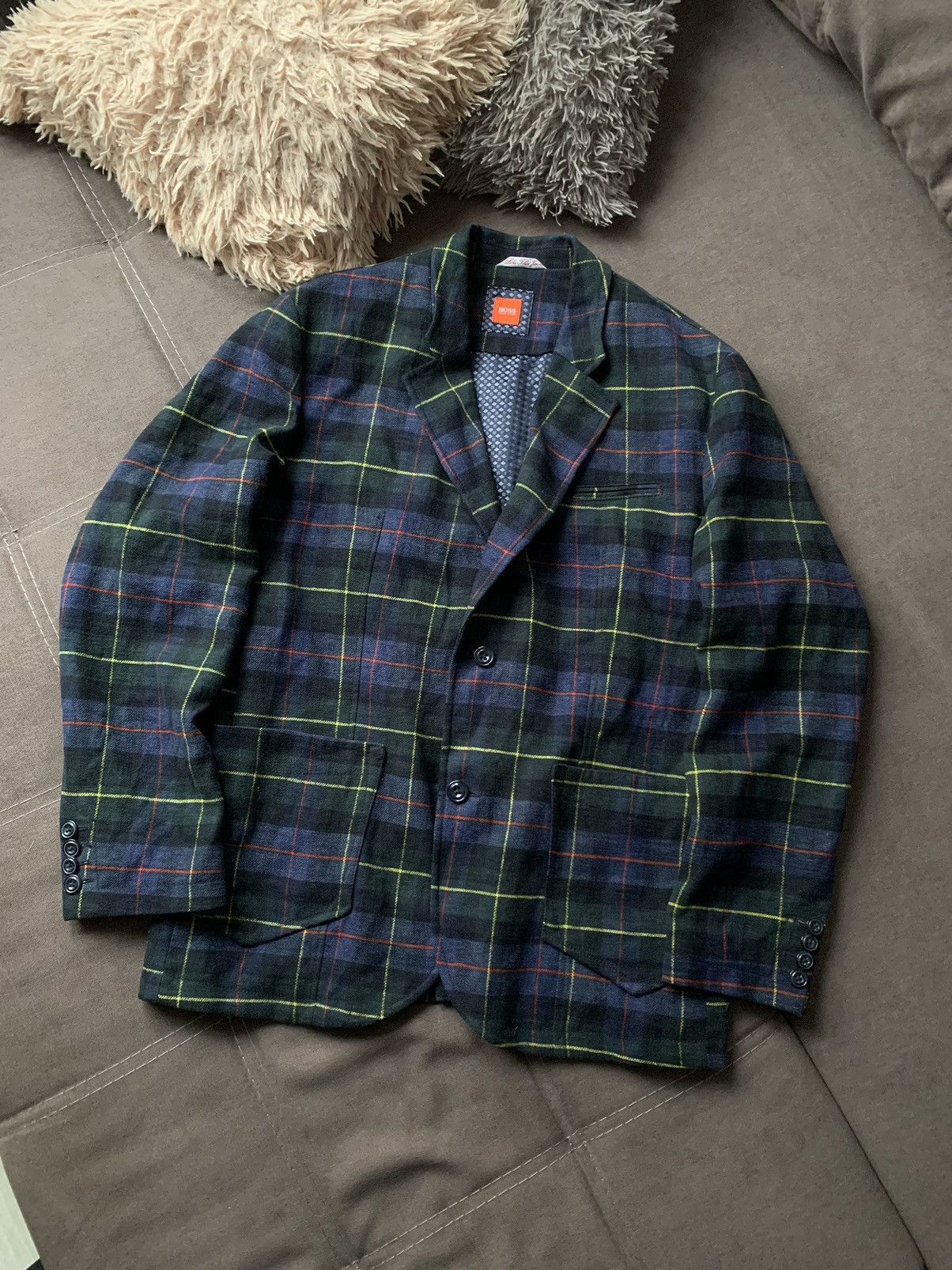 Hugo Boss Hugo Boss Linen Checked Blazer Jacket SZ 54 Size US L / EU 52-54 / 3 - 2 Thumbnail