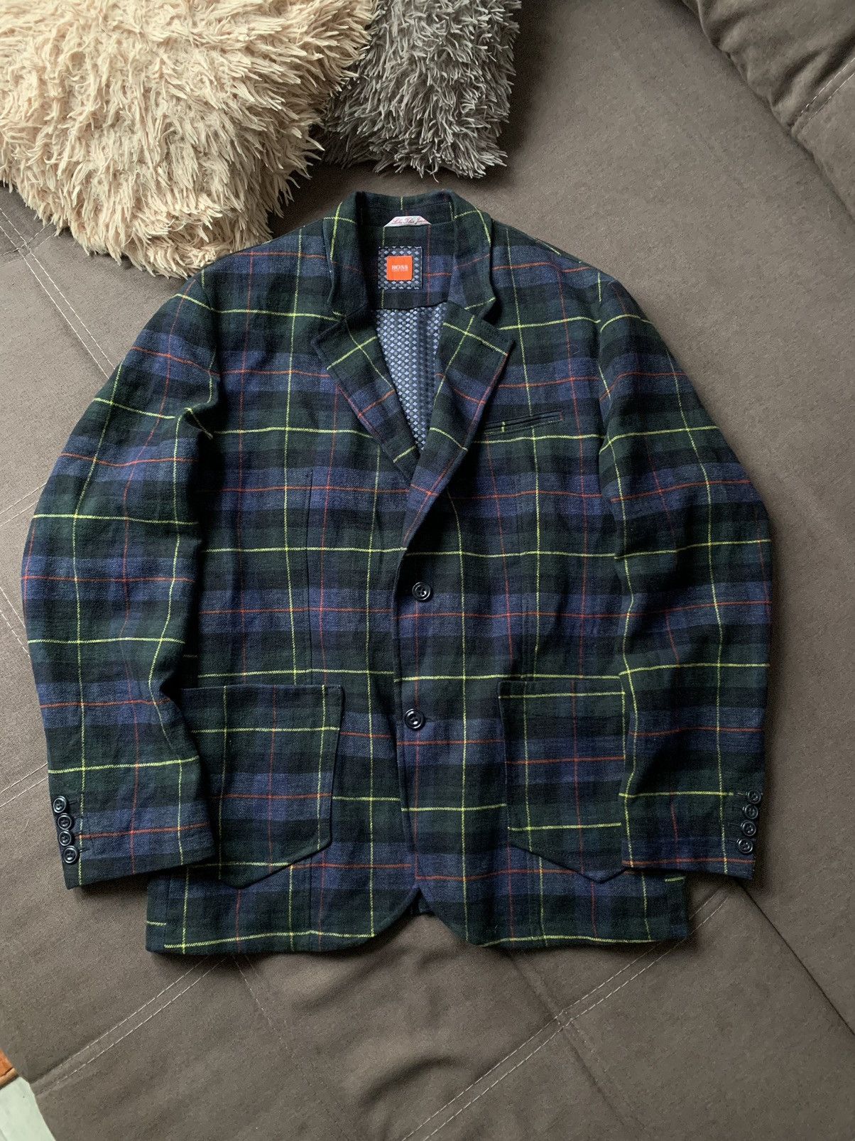 Hugo Boss Hugo Boss Linen Checked Blazer Jacket SZ 54 Size US L / EU 52-54 / 3 - 1 Thumbnail