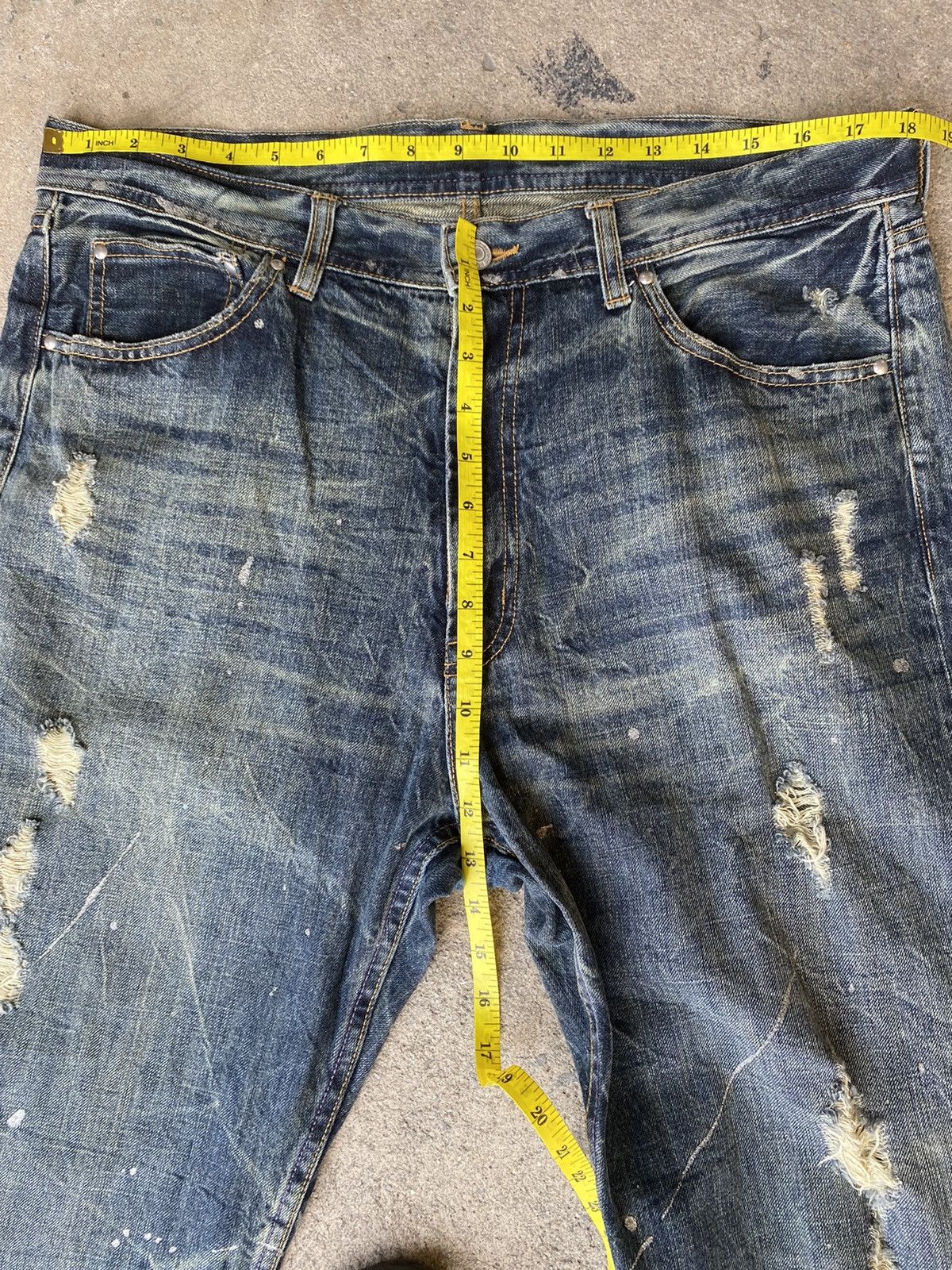 Japanese Brand FLARED💥Japanese Brand Splash Distressed Denim Size US 36 / EU 52 - 14 Thumbnail