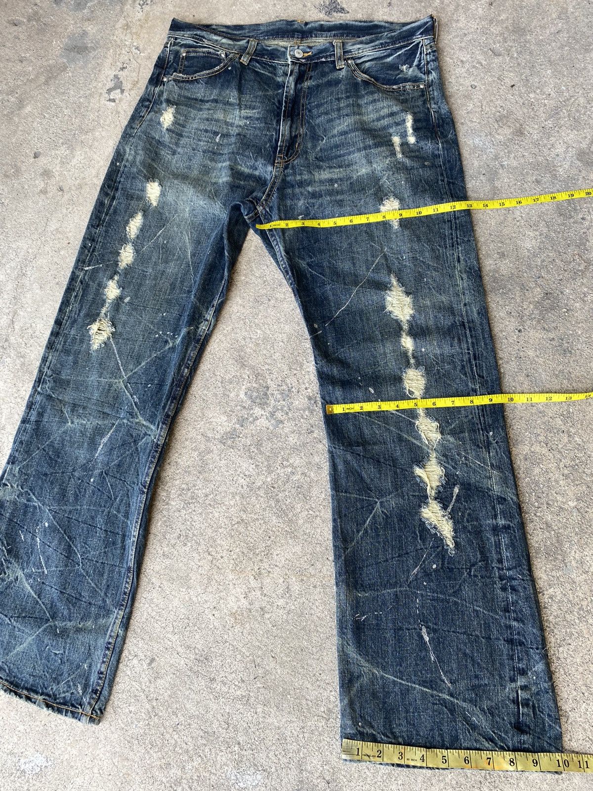 Japanese Brand FLARED💥Japanese Brand Splash Distressed Denim Size US 36 / EU 52 - 15 Thumbnail