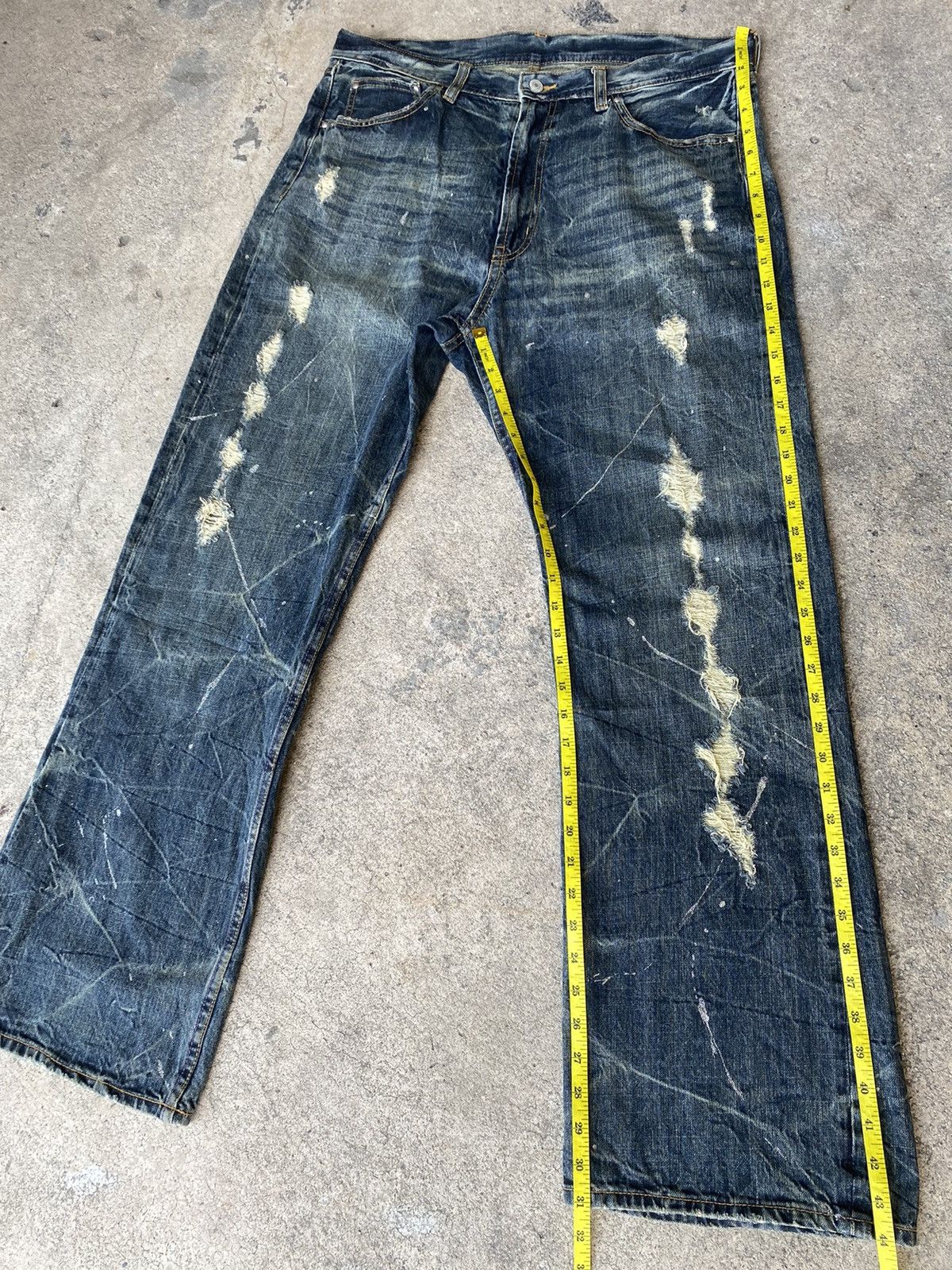 Japanese Brand FLARED💥Japanese Brand Splash Distressed Denim Size US 36 / EU 52 - 16 Thumbnail