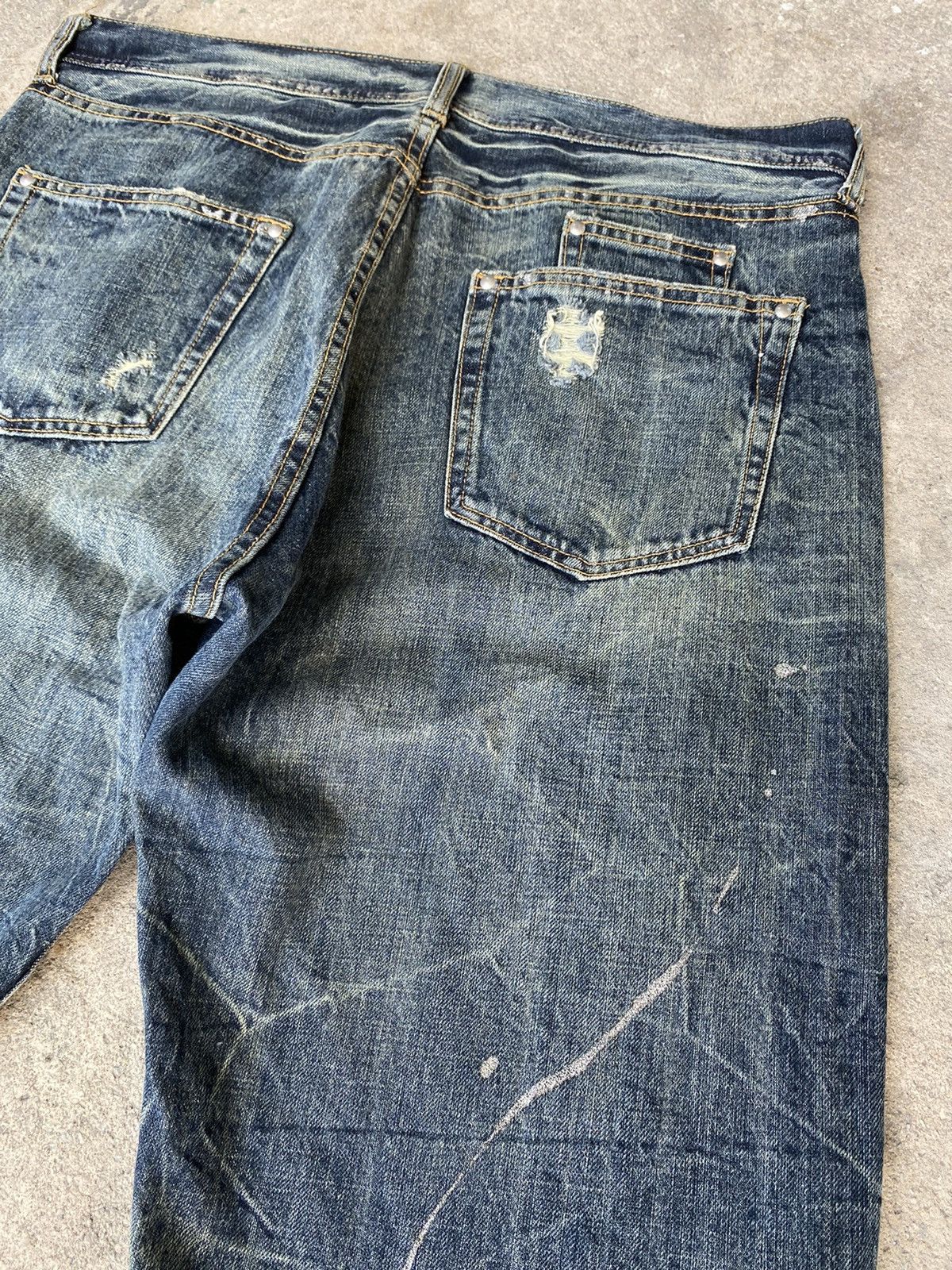 Japanese Brand FLARED💥Japanese Brand Splash Distressed Denim Size US 36 / EU 52 - 10 Thumbnail