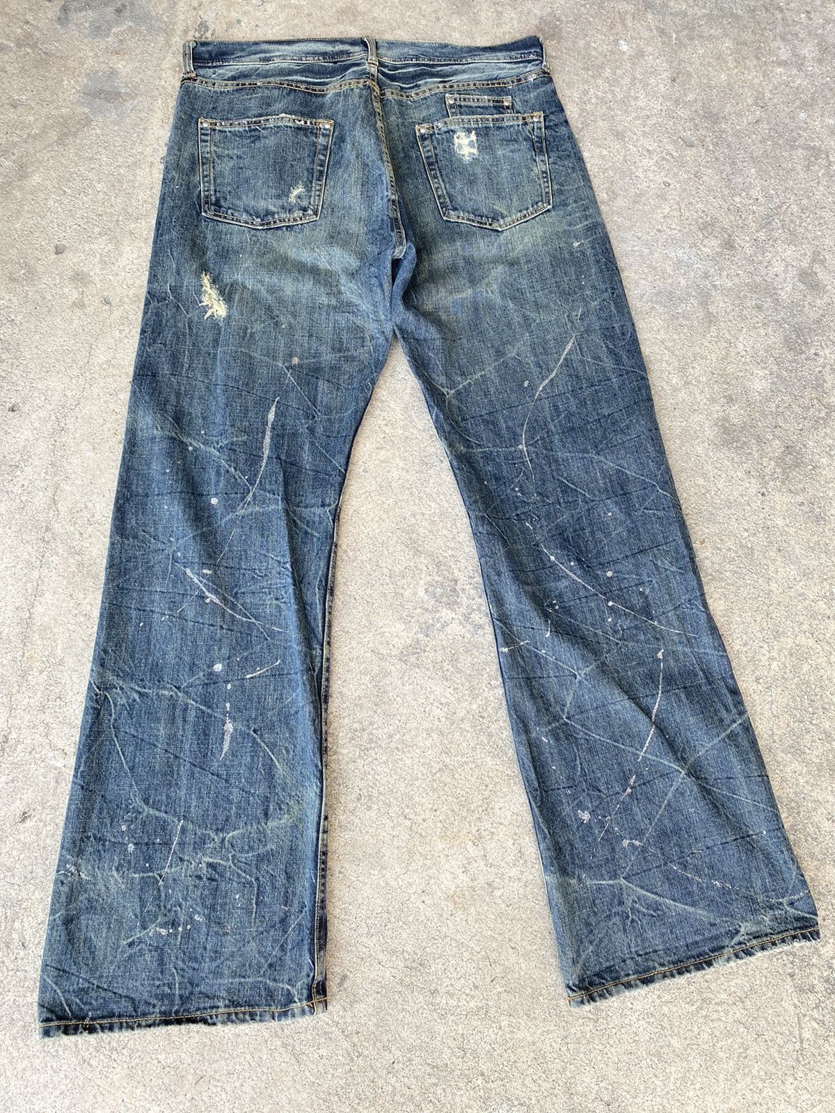 Japanese Brand FLARED💥Japanese Brand Splash Distressed Denim Size US 36 / EU 52 - 5 Thumbnail