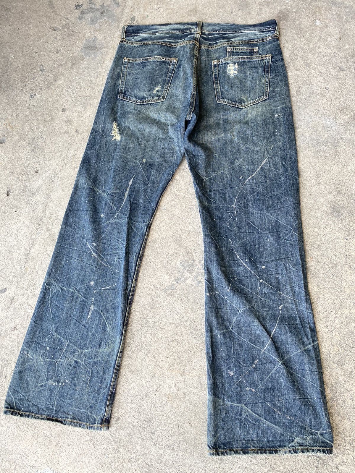 Japanese Brand FLARED💥Japanese Brand Splash Distressed Denim Size US 36 / EU 52 - 4 Thumbnail