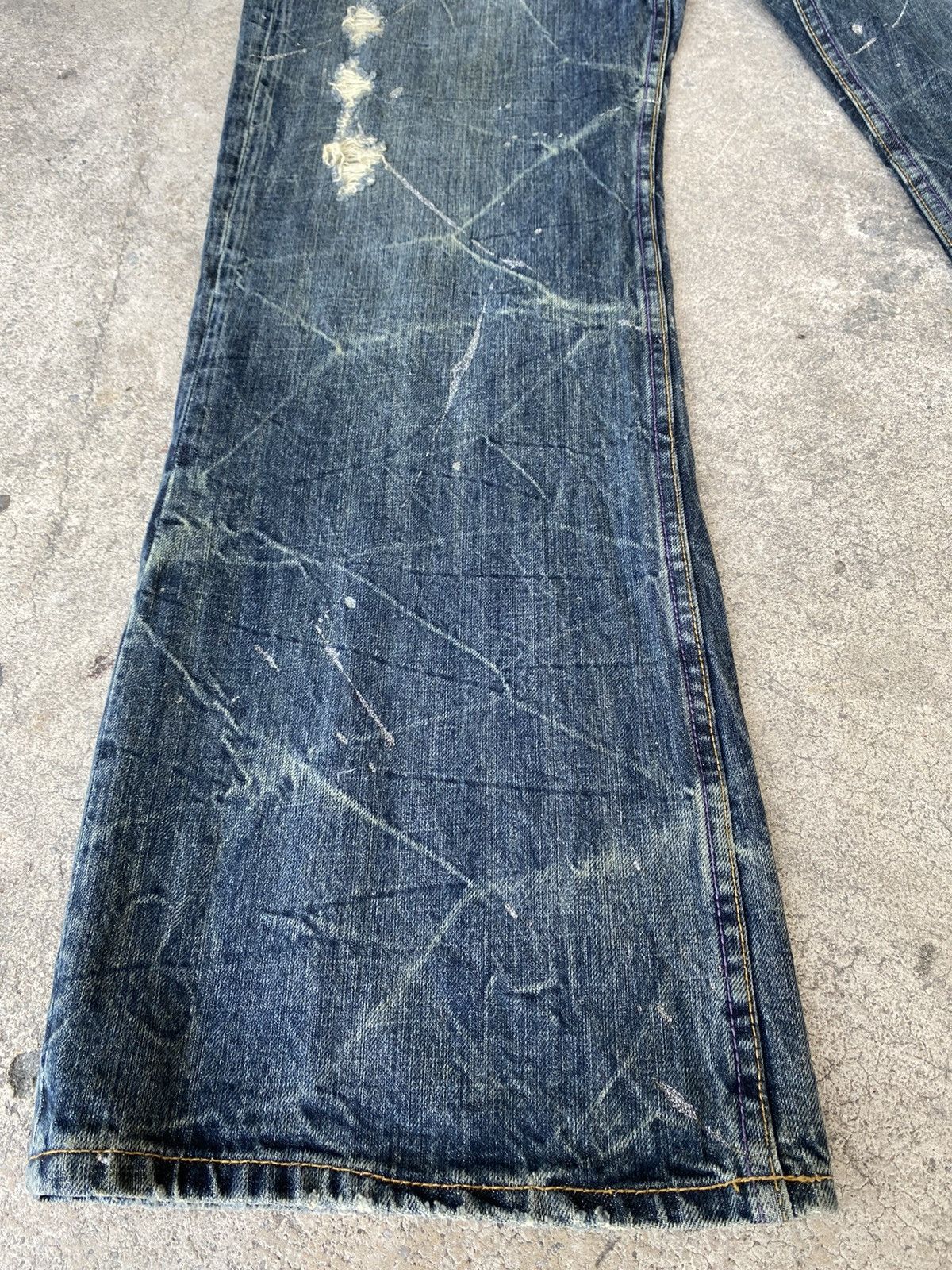 Japanese Brand FLARED💥Japanese Brand Splash Distressed Denim Size US 36 / EU 52 - 6 Thumbnail