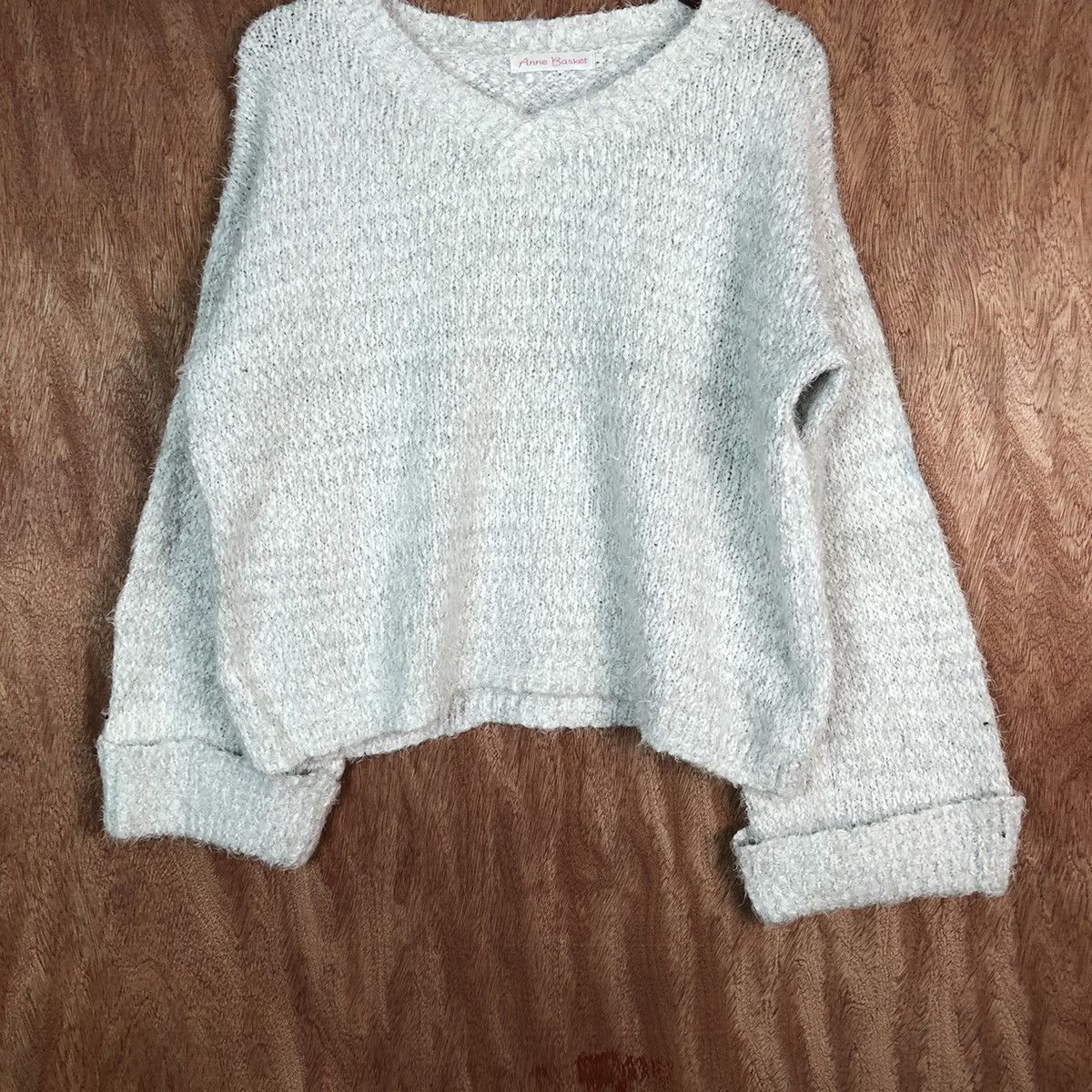 Japanese Brand Anne Basket White Shag Shaggy Fur Mohair Knitwear #6605 Size US L / EU 52-54 / 3 - 3 Thumbnail